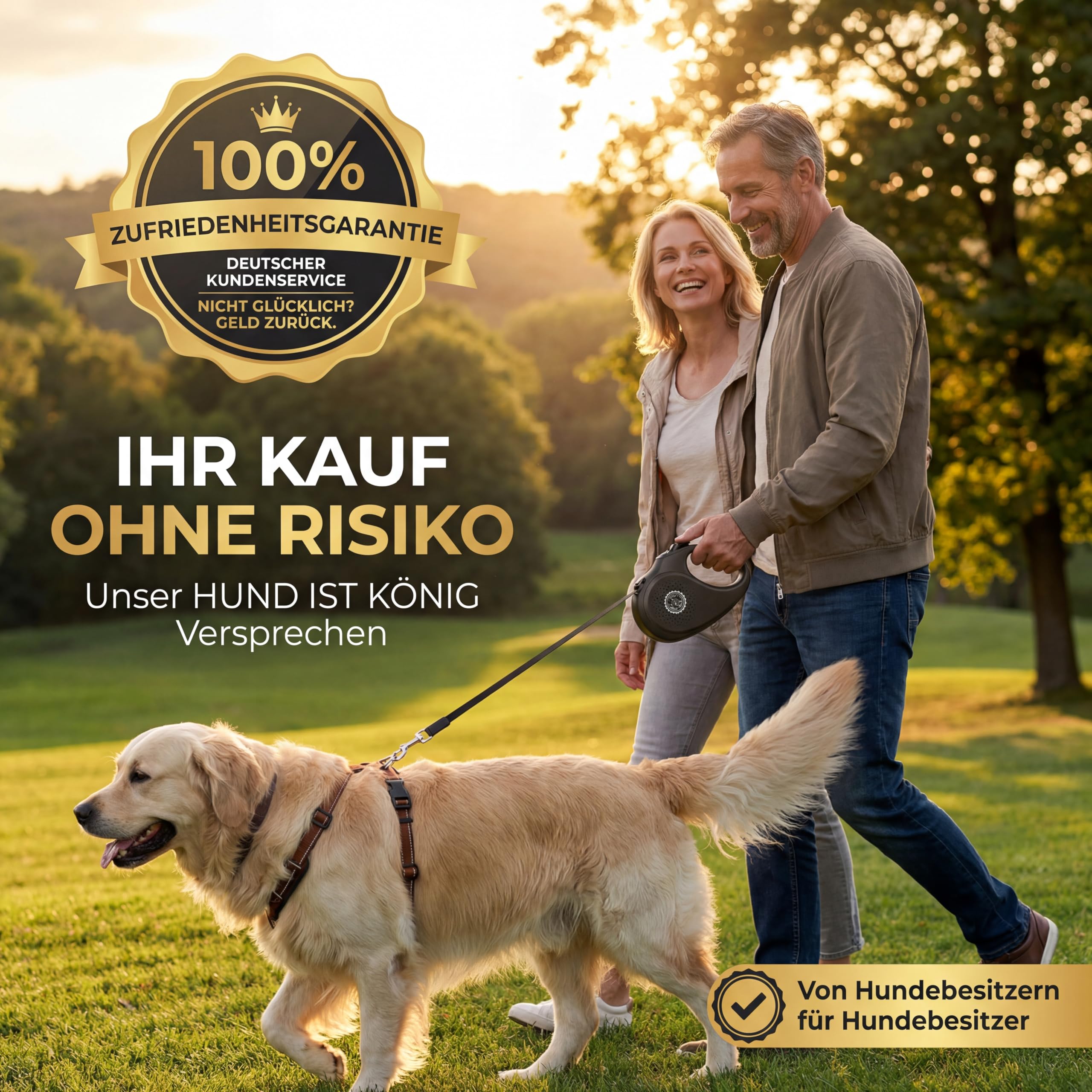 HUND IST KÖNIG Rollleine Hundeleine 8m für kleine & große Hunde | Hochwertige Hundeleine ausziehbar mit bequemen Griff | Robuste Ausziehleine | bis 50kg