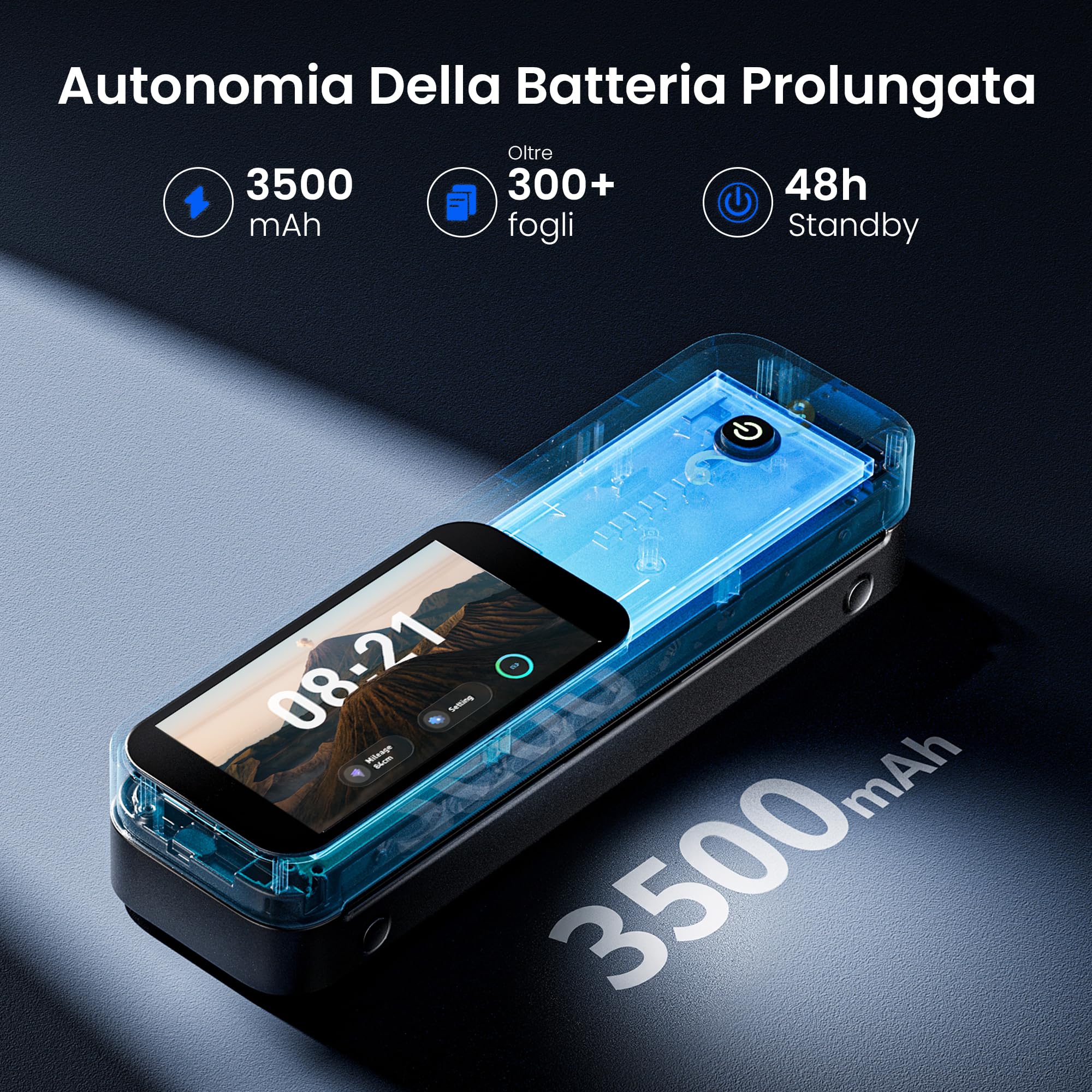 Phomemo Stampante Termica Portatile A4 Kit, 5'' Schermo Tattile, 3500mAh