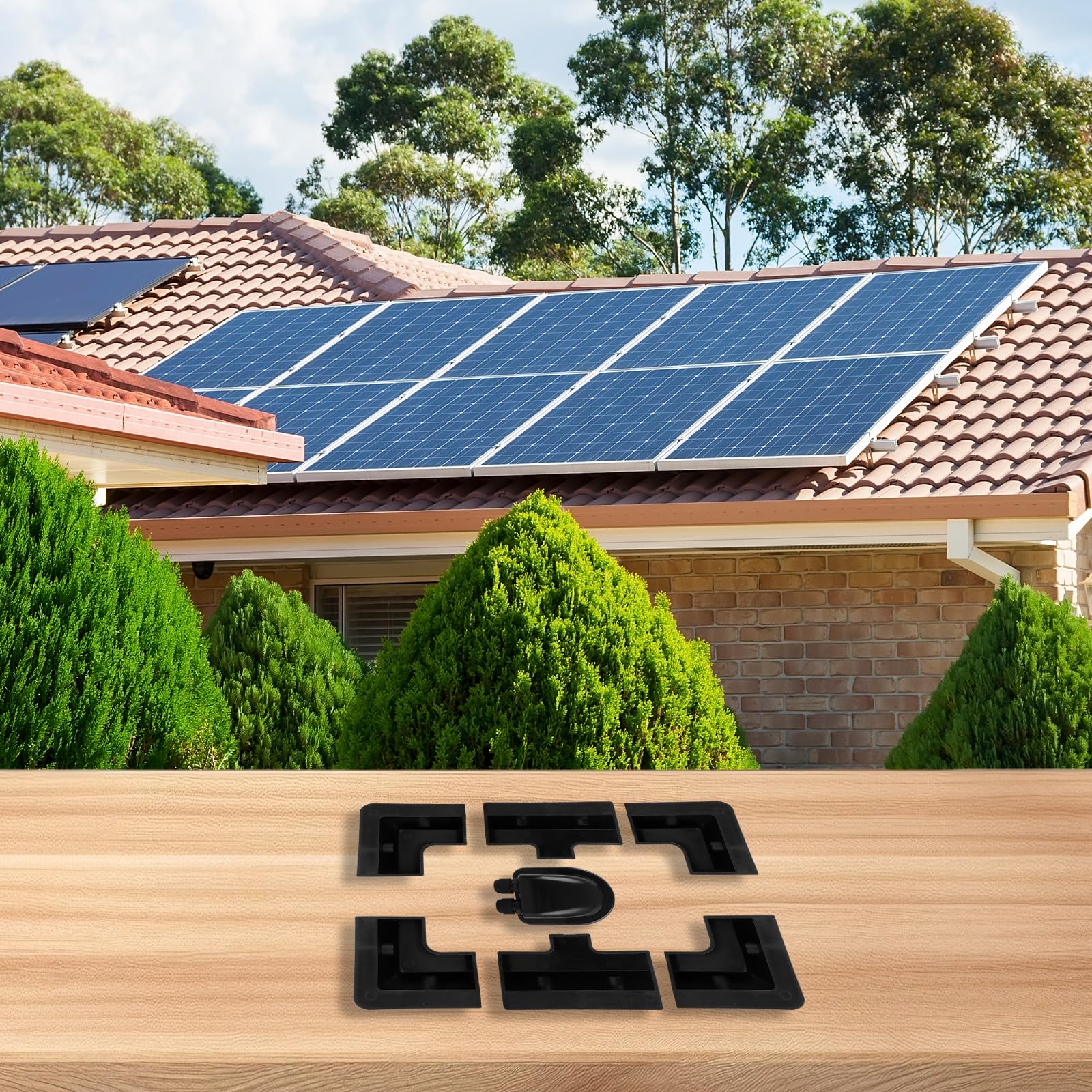 Kit di staffe di montaggio per pannello solare, staffe angolari e laterali in plastica ABS con scatola di ingresso cavi, sistema di montaggio solare nero per camper, camper, barca