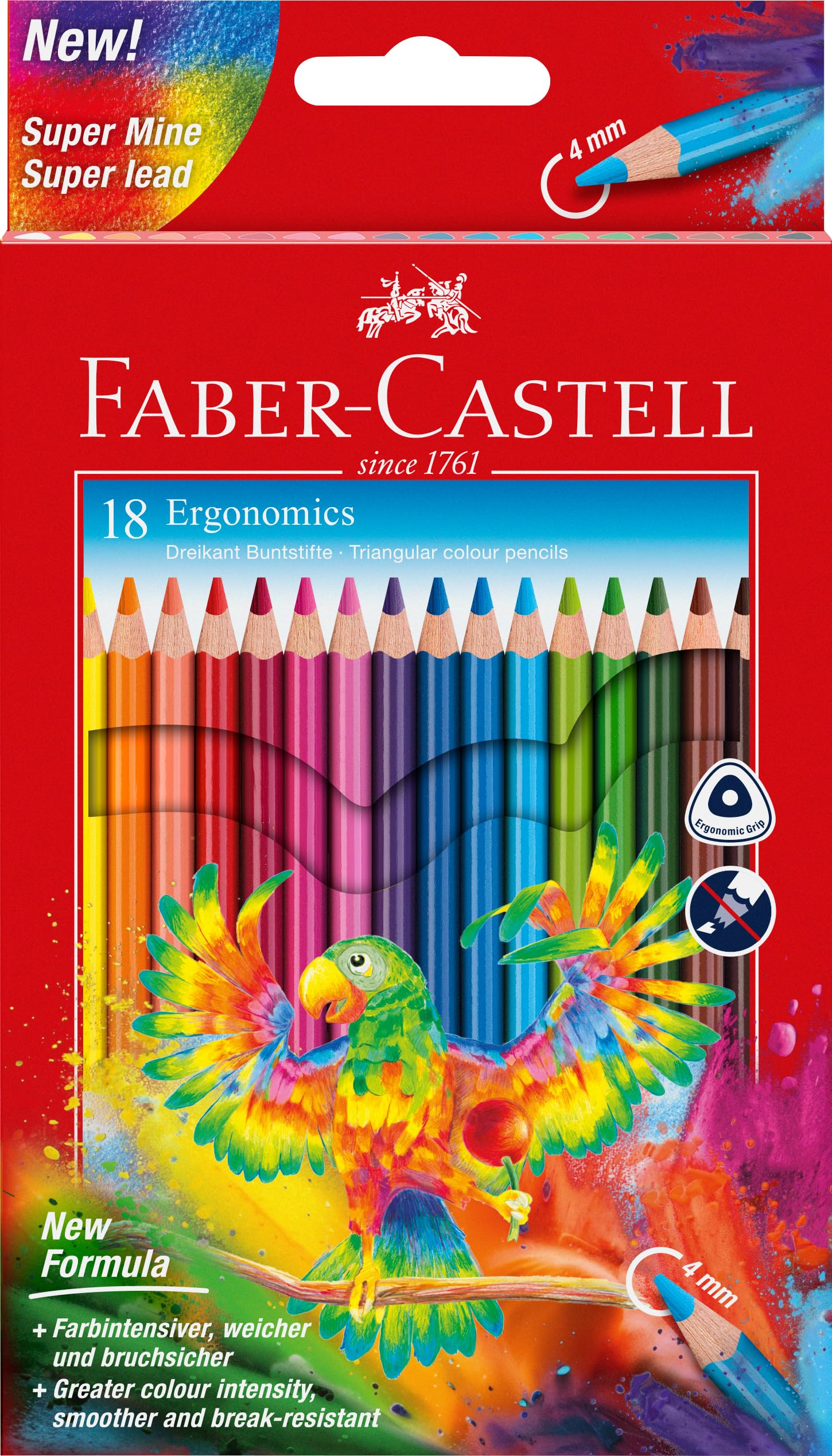 Faber-Castell Ergonomics 116514 Colouring Pencils Set, 18 Pieces, Triangular Shape, Colouring Accessories for Children and Adults — image 1
