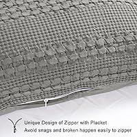 Vista 287 de PHF Fundas de almohada 100% algodón con tejido de gofre de 24 x 24 pulgadas, paquete de 2 fundas cuadradas para decoración elegante del hogar, sin