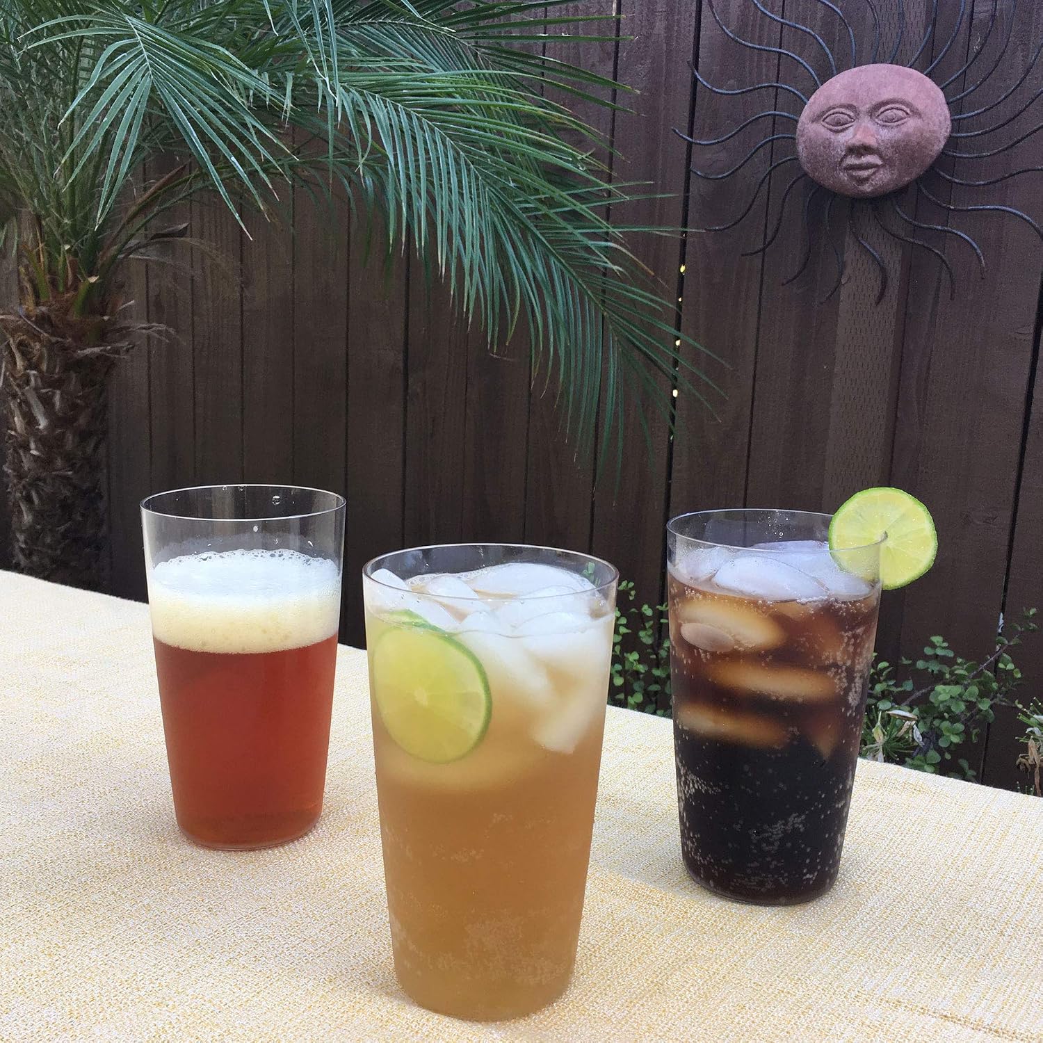 Rolling Sands USA Made 20 Oz Reusable Tritan Plastic Beer Glasses, 4 Pack, BPA-Free, Dishwasher Safe Crystal Clear Tumblers Perfect for 16 oz Drinks With Foam