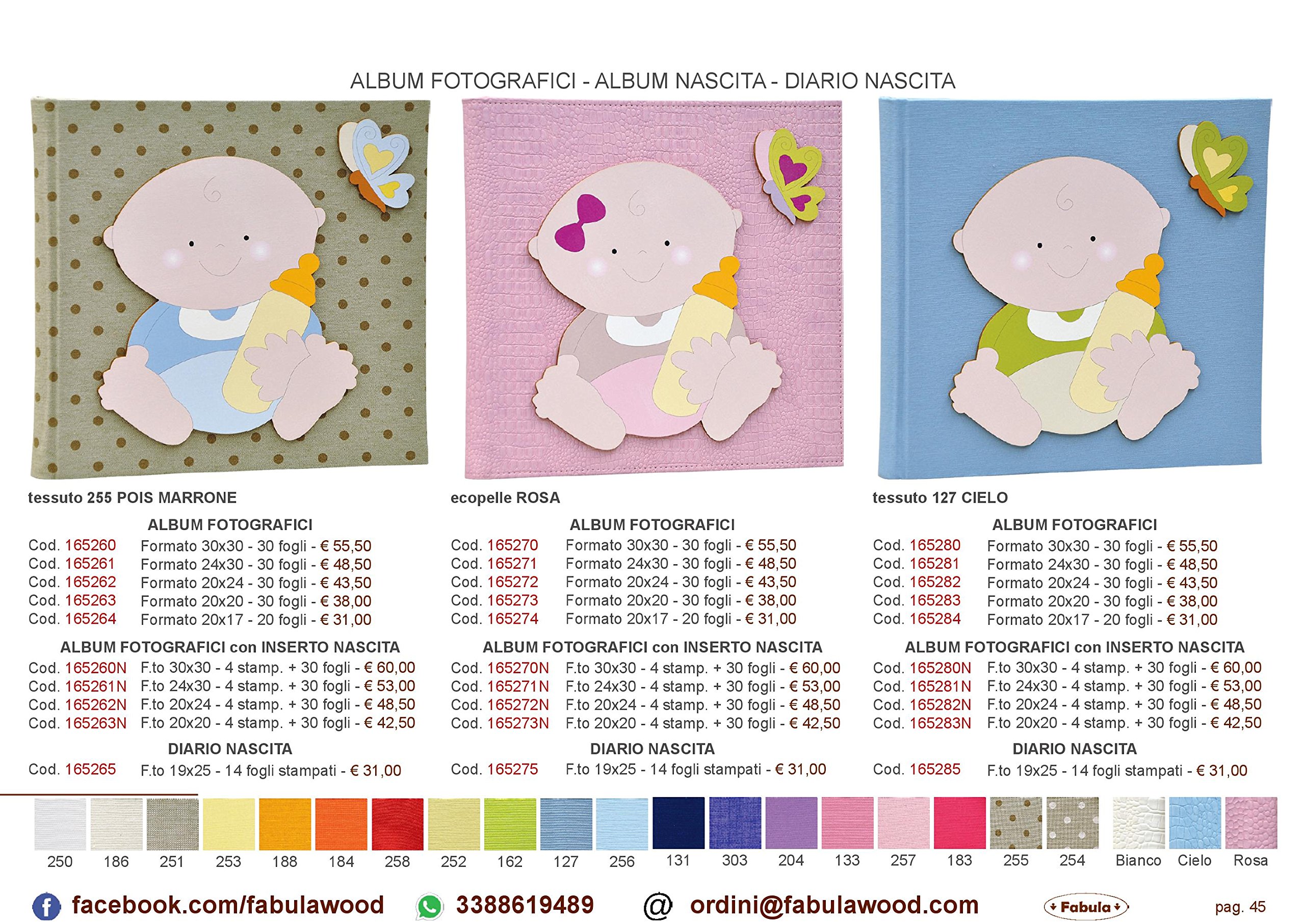 Fabula Linea Bimbo Biberon - Album per fotografie Bimbo Rosa - Formato cm 30x30 con Copertina in Ecopelle Rosa e Applicazioni in Legno - 60 Pagine Avorio - cod. 165270