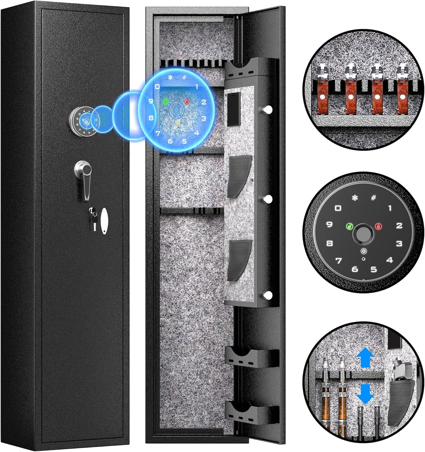 Amazon.com: Bonusall Fingerprint Rifle Gun Safe, 4-8 Gun Safes for Home ...