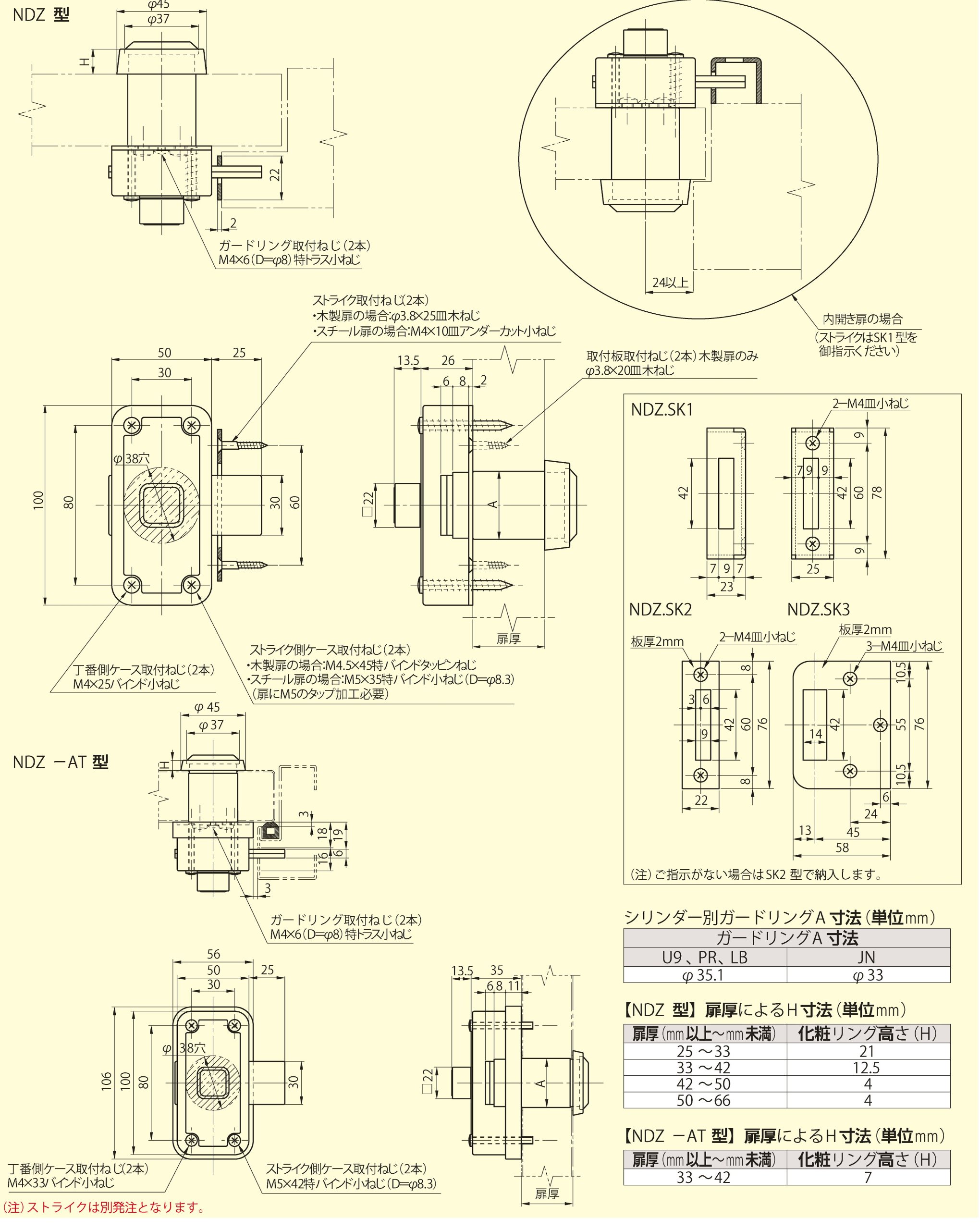 Amazon | 美和ロック(Miwalock) U9 NDZ-1 内部扉用シリンダー錠 扉厚33 