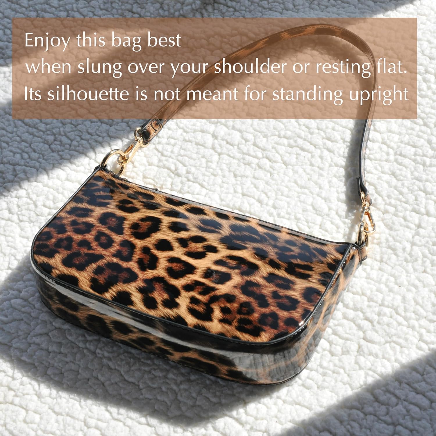 HOXIS Leopard 90s Women Shoulder Bag Glossy Patent Vegan Leather Crossbody Bag Clutch Purse - Image 7