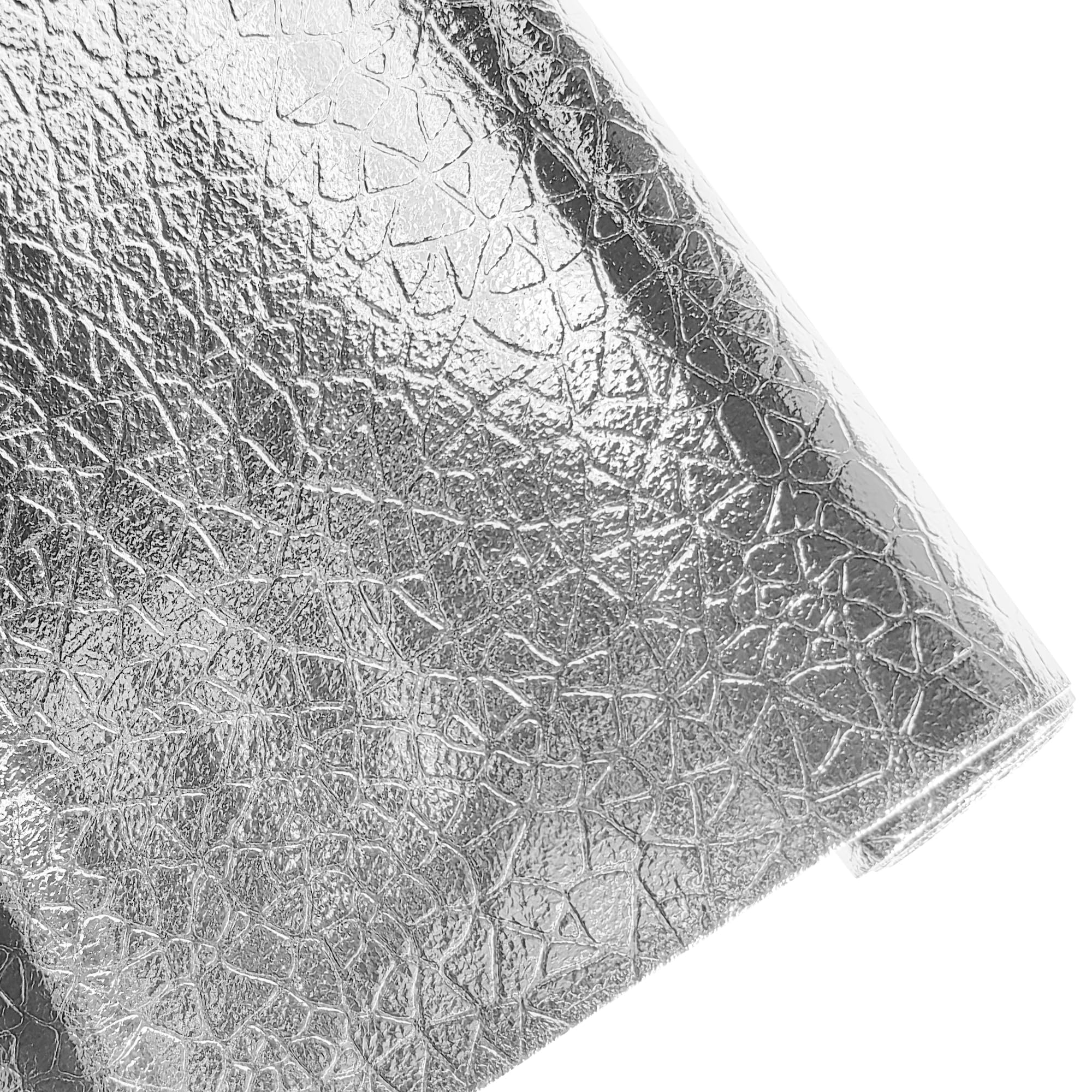 ZLIFA Silver Metallic Faux Leather 1 Yard 36