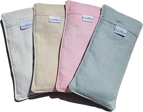 Miniatura 8 de SacksyThyme - Almohada de lino orgánico para ojos de linaza y lavanda yoga alivio del estrés sinusal migraña almohadilla térmica de microondas y