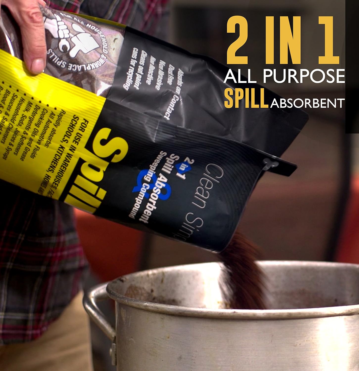 SPILLFIX - 2 in 1 Spill Absorbent & Sweeping Compound 9 Liter Bag - Safe, 100% Organic, Easy to Use Universal Absorbent for Hazardous and Non-Hazardous Spill Cleanups
