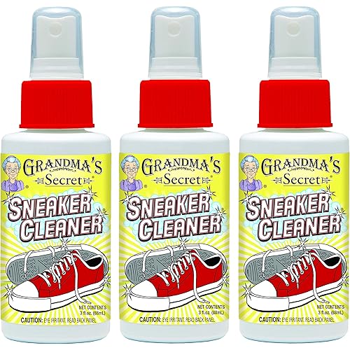 Grandma's Secret Sneaker Cleaner - Shoe Cleaner for Rubber, Canvas and Leather, Stain Remover Spray Removes Dirt, Grime and Grass, Sneaker Cleaner for Outdoor Shoes, Slippers and Moccasins, 3oz 3 Pack