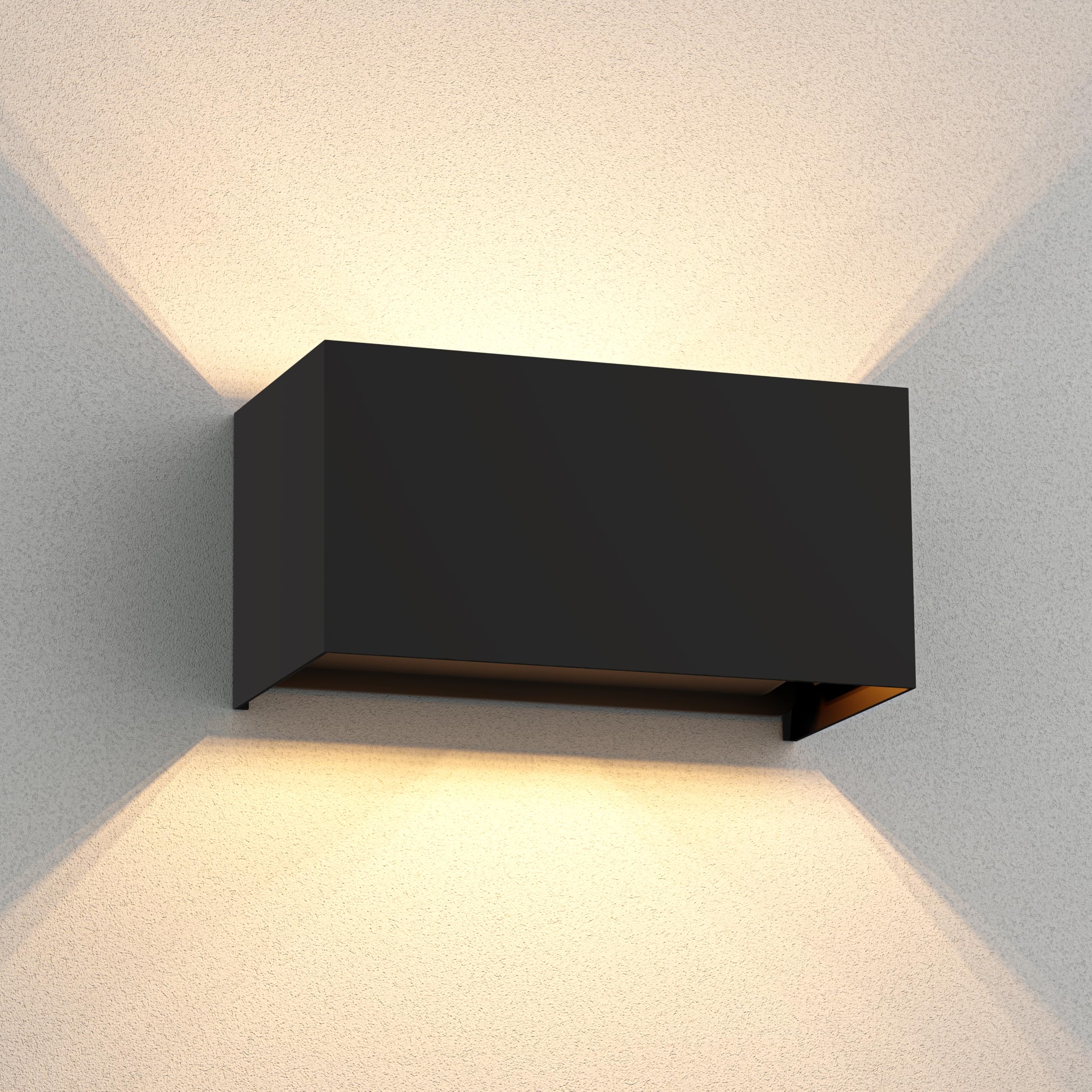 ledscom.de Wandleuchte CUBEL für außen, IP65, Up-/Downlight, schwarz matt, eckig, 2x G9 max. 10W