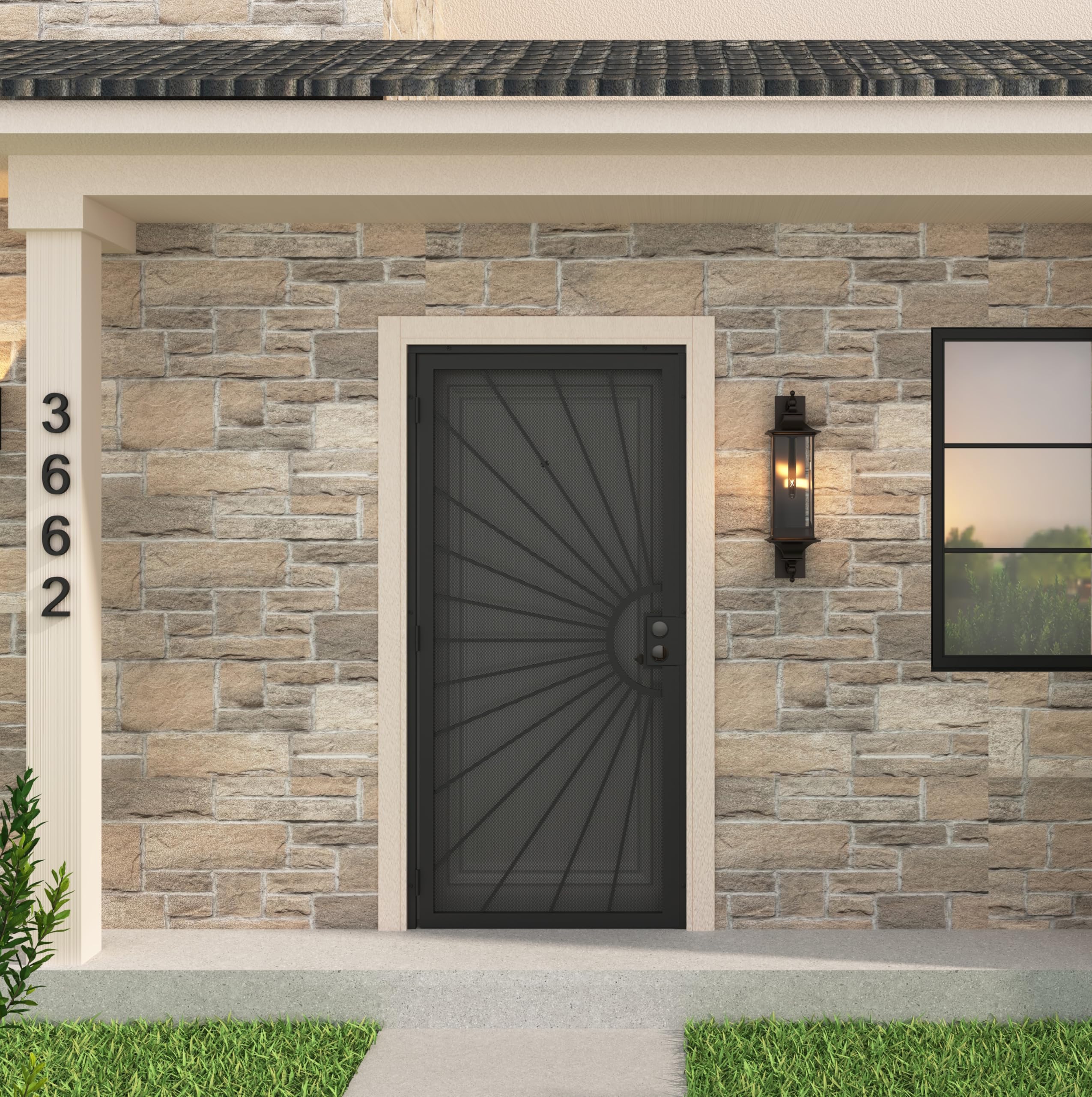 Photo 1 of ***FACTORY SEALED*** JUBEST 36 in. x 80 in. Security Door, Exterior Front Entry Door, Outswing Steel Security Door with Perforated Metal Screen, Powder Coated Black, Lock Not Include