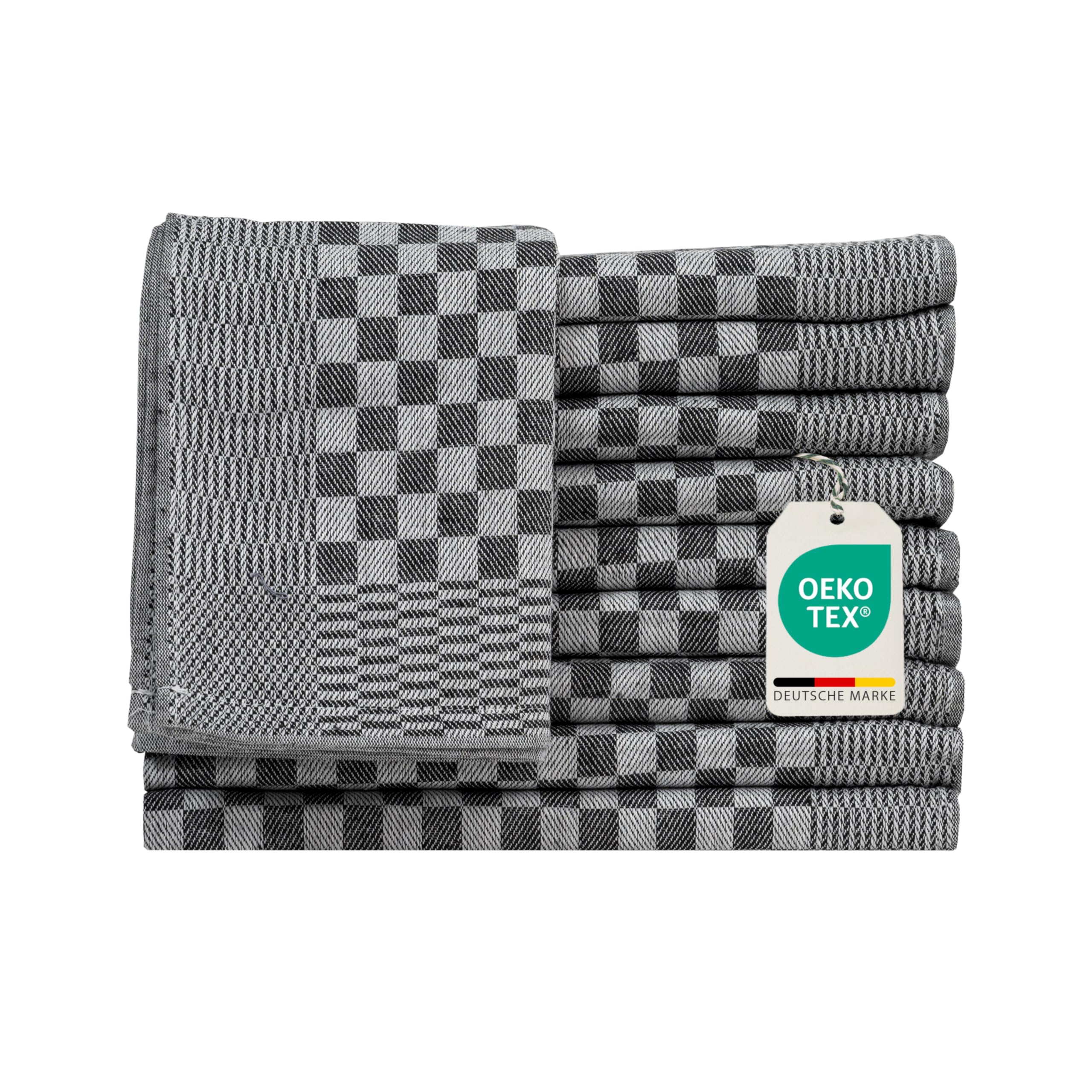 Müskaan 10er Set Geschirrtücher 100% Baumwolle 50x70 cm Schwarz 210 g/m² | Küchenhandtücher für Abtrocknen, Grubentücher zum Putzen, Fusselfrei Geschirrhandtücher, Küchentücher saugstark, Geschirrtuch