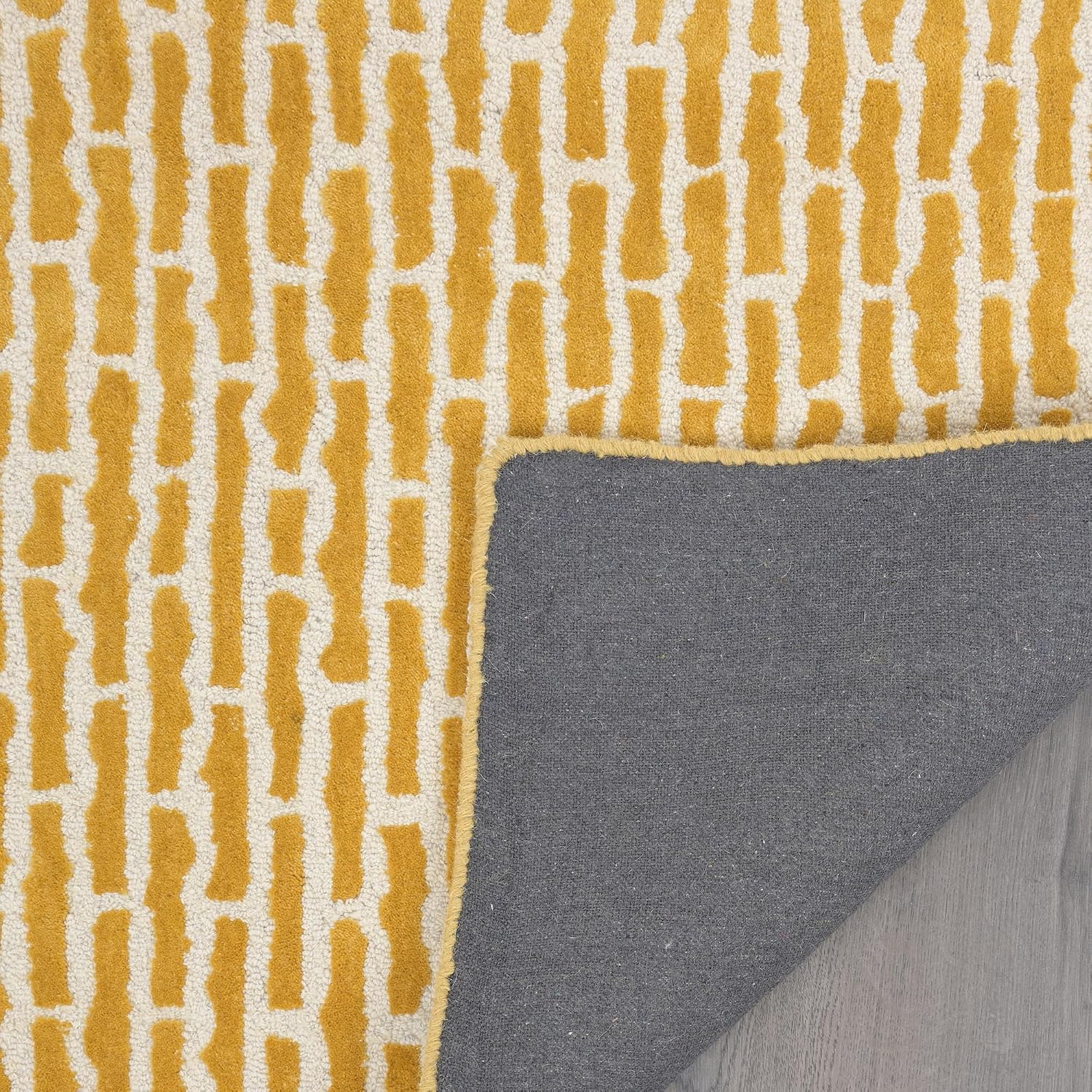 Modern Hand-Tufted Wool Area Rug - 100% Wool, Soft, Durable and Thick Carpet, Abstract Geometric Pattern, Perfect for Living Room, Bedroom, Dining Room & Kitchen Decor (Mustard, 5' x 8')