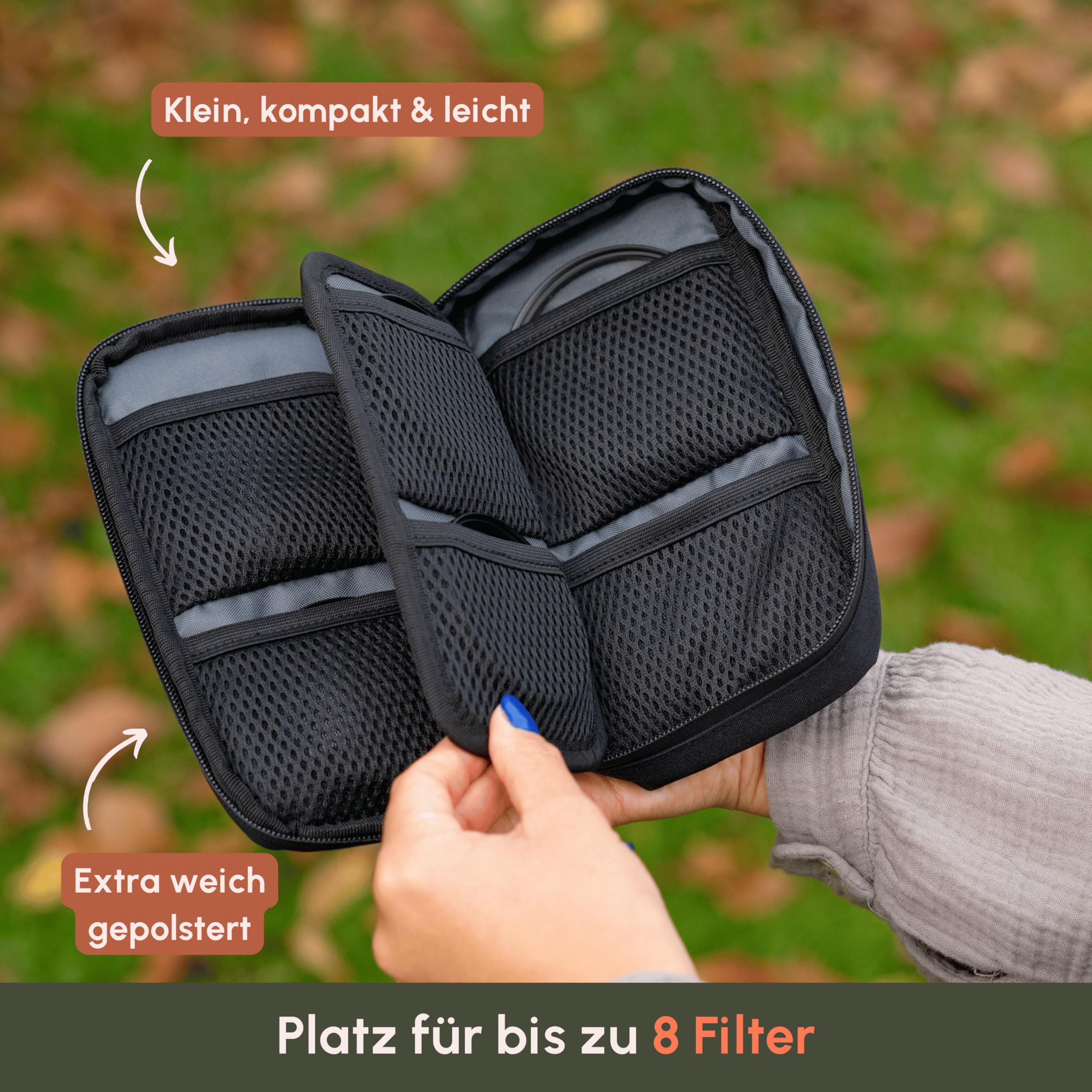 C-Rope wasserfeste Filtertasche für Kamera-Filter bis zu einem Durchmesser von 10 cm - Filterbeutel, Aufbewahrung für 8 große Filter