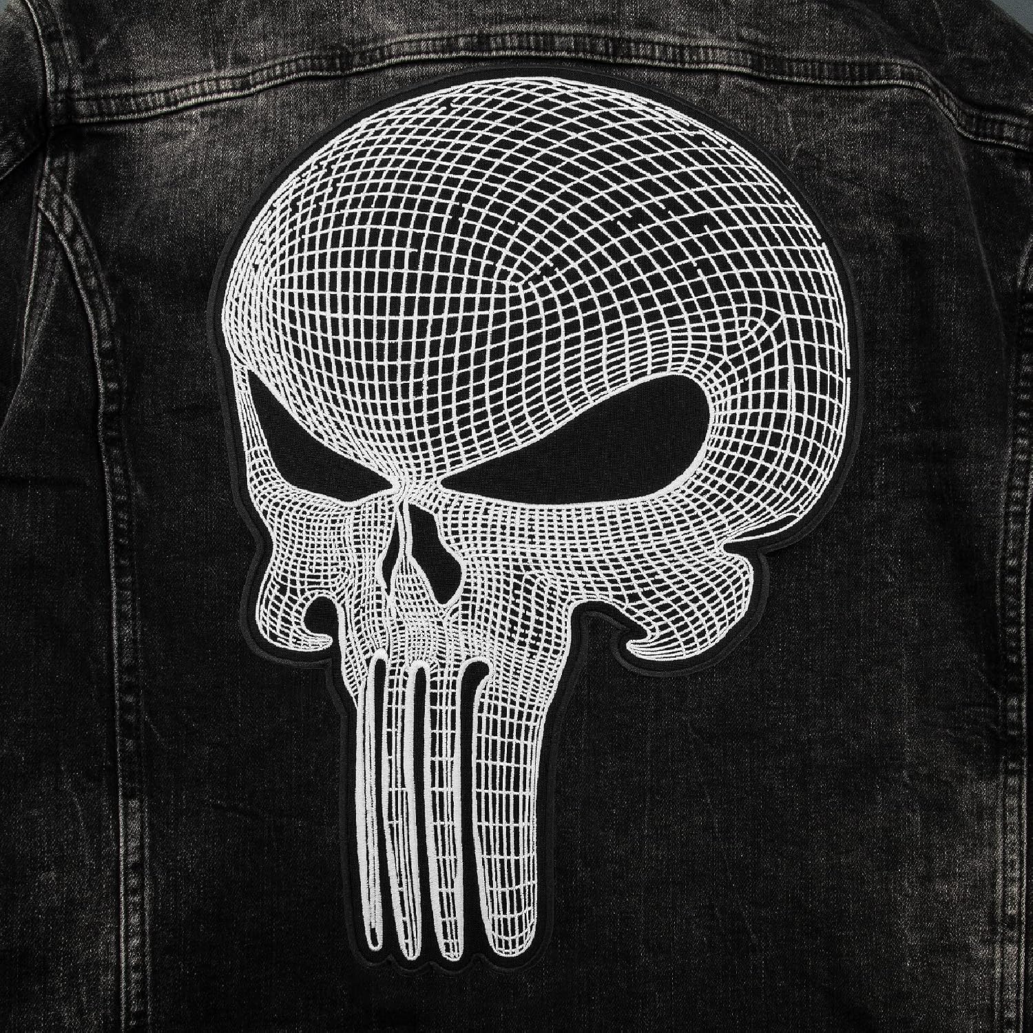 3D Skull Large Patch - Military Danger Emblem -Embroidered Iron On - 10 x 14 inches