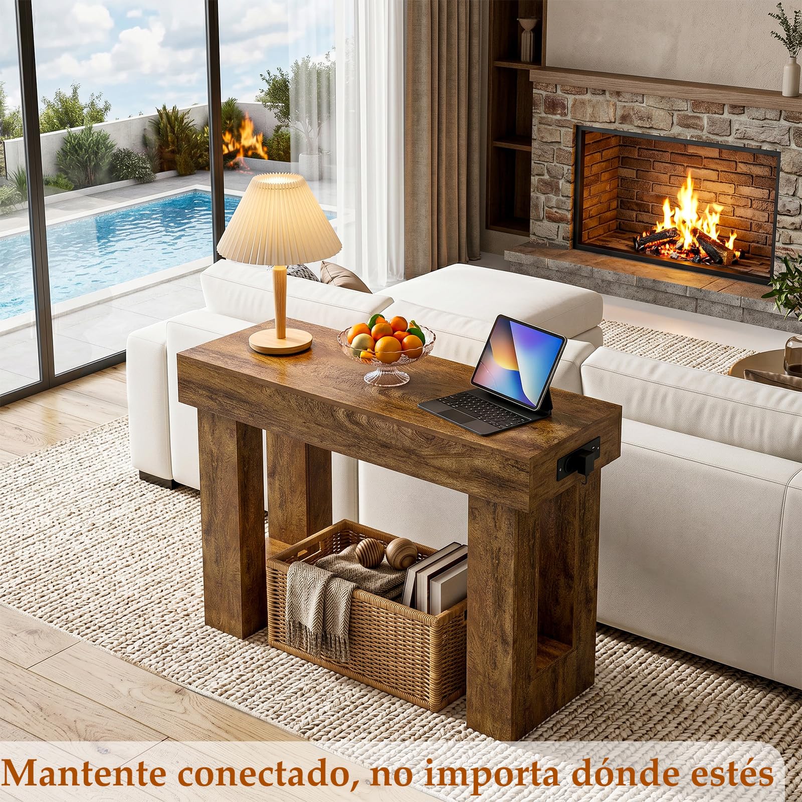 Homieasy Mesa Consola Recibidor con Enchufes USB Y Luz Sensor