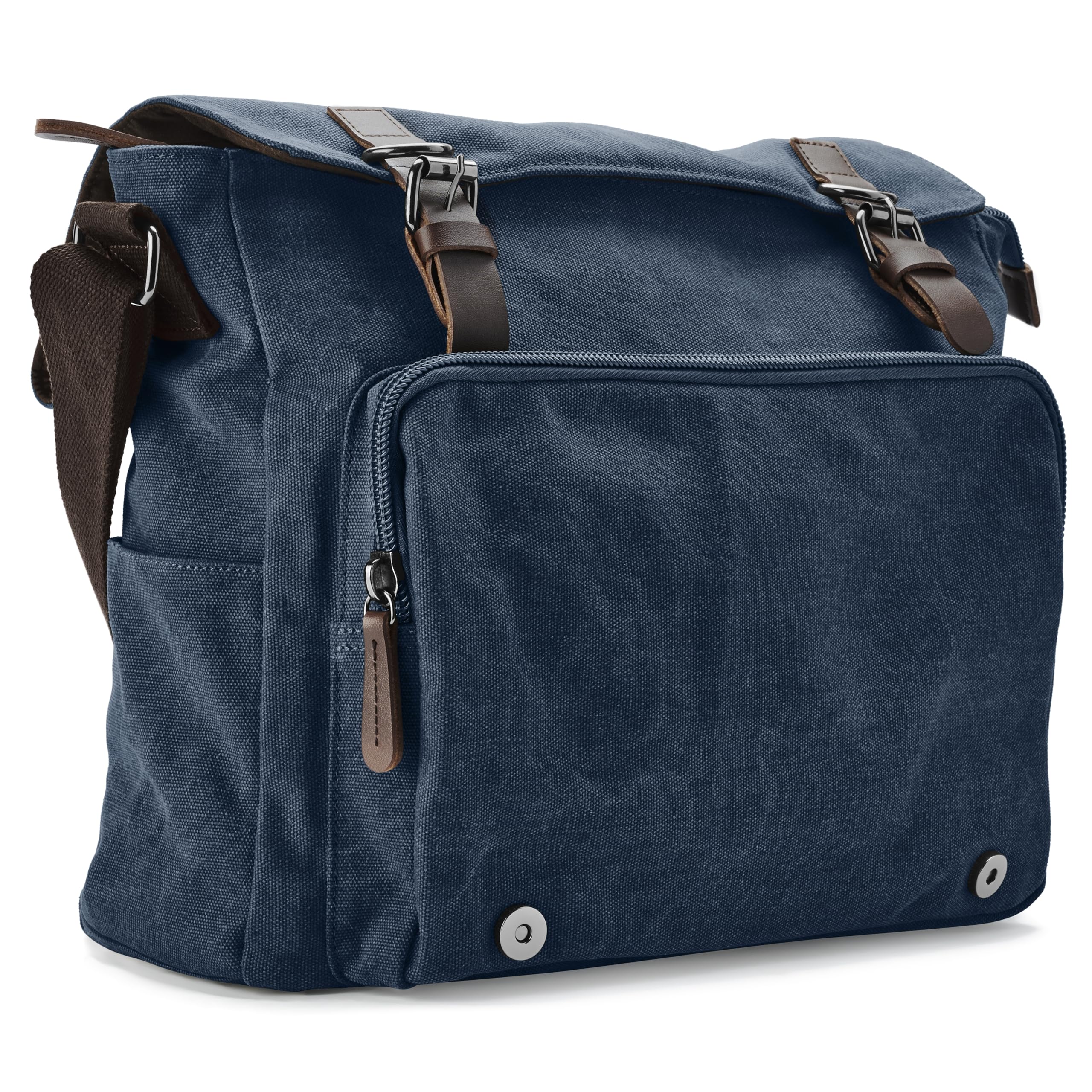 Trendhim Borsa messenger in tela blu denim da uomo, elegante borsa a tracolla con tasche multiple, perfetta compagna di viaggio per lavoro, scuola e uso quotidiano, design resistente e leggero