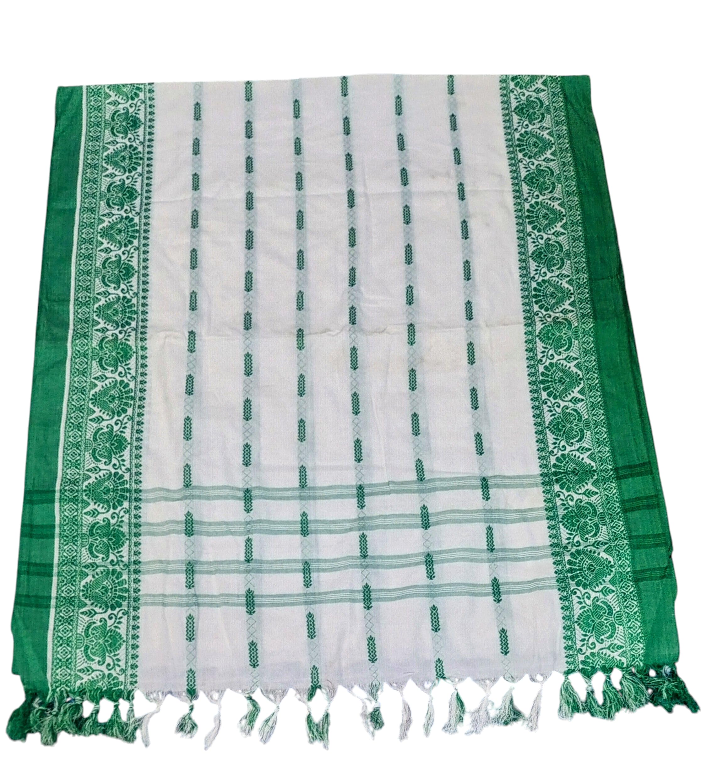 Buy Traditional adivasi santali Panchi Saree with Green Border