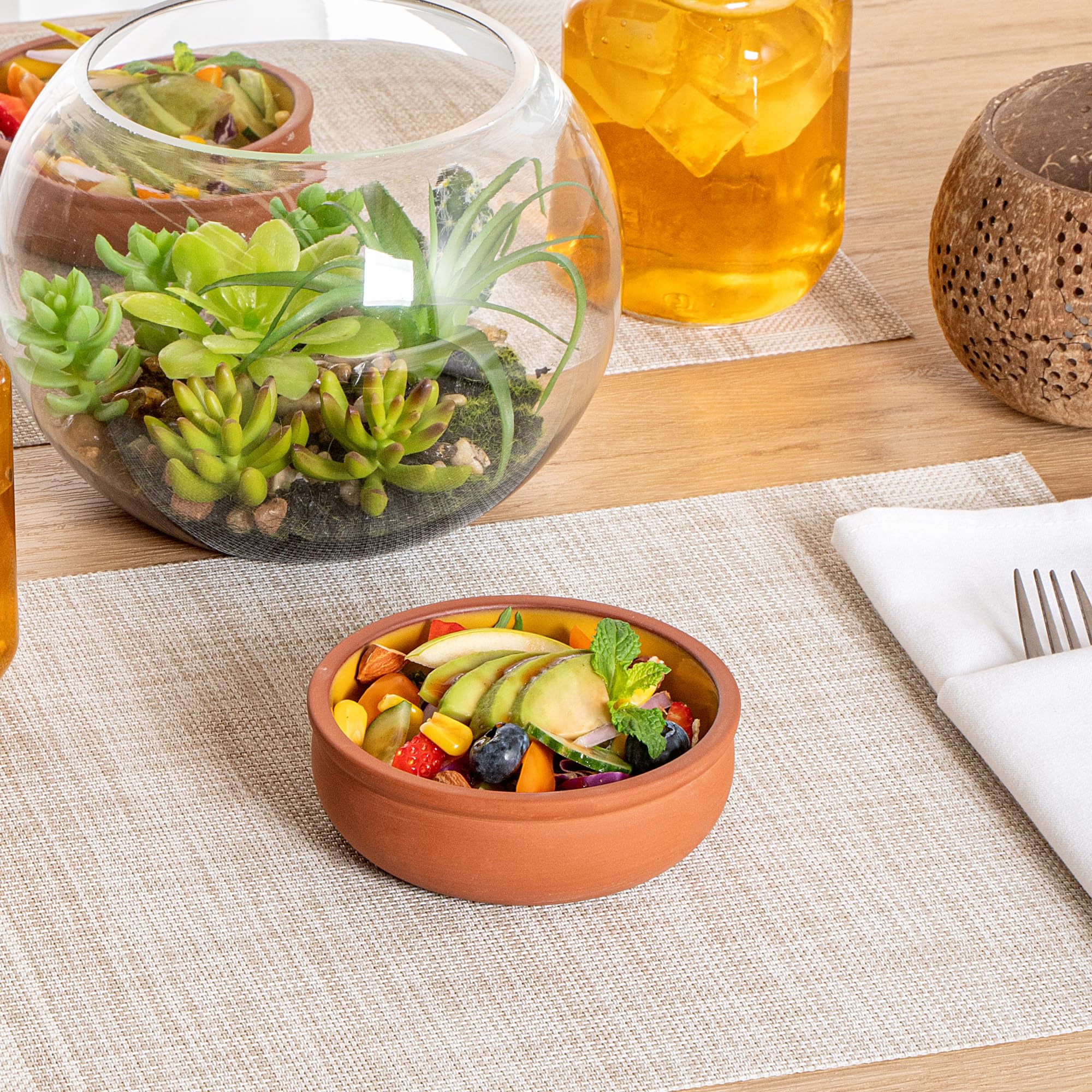 Restaurantware -Terra Tek - Cazuelas in terracotta, 10 pentole in terracotta smaltata gialla per cucinare, pronte per il forno, microonde, pentole da portata in terracotta, lavabili in lavastoviglie,