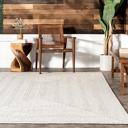 Miniatura 7 de nuLOOM Rowan alfombra de área para interiores y exteriores, 6 x 9 pulgadas, marfil