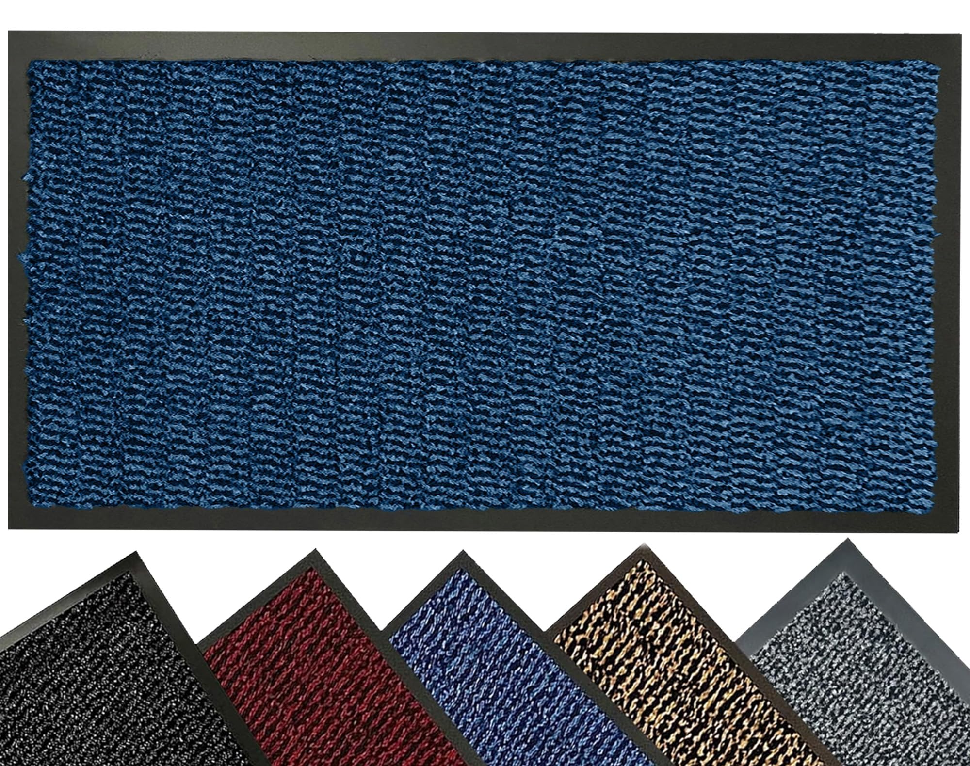 LENAK Door Mats - Entrance Mat Barrier Hallway Runner Kitchen Rug, Non-Slip Dirt Trapper Rubber Back Washable Floor Mat, Dust Grabbing Indoor Outdoor Doormats, Blue, 90x300cm