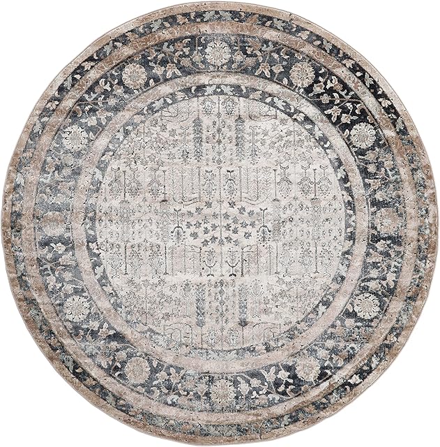 RugVista, Talis Rug, Short Pile,  4'9 ft ( 150 cm), Round, Modern, Oeko-Tex Standard 100, Polypropylene, Hallway, Bedroom, Kitchen, Living Room, Black/Grey, Multicoloured