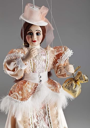 Marionetas checas, marioneta rosa condesa marioneta tallada a mano y pintada a mano, magníficamente disfrazada, fundida, ideal para coleccionistas