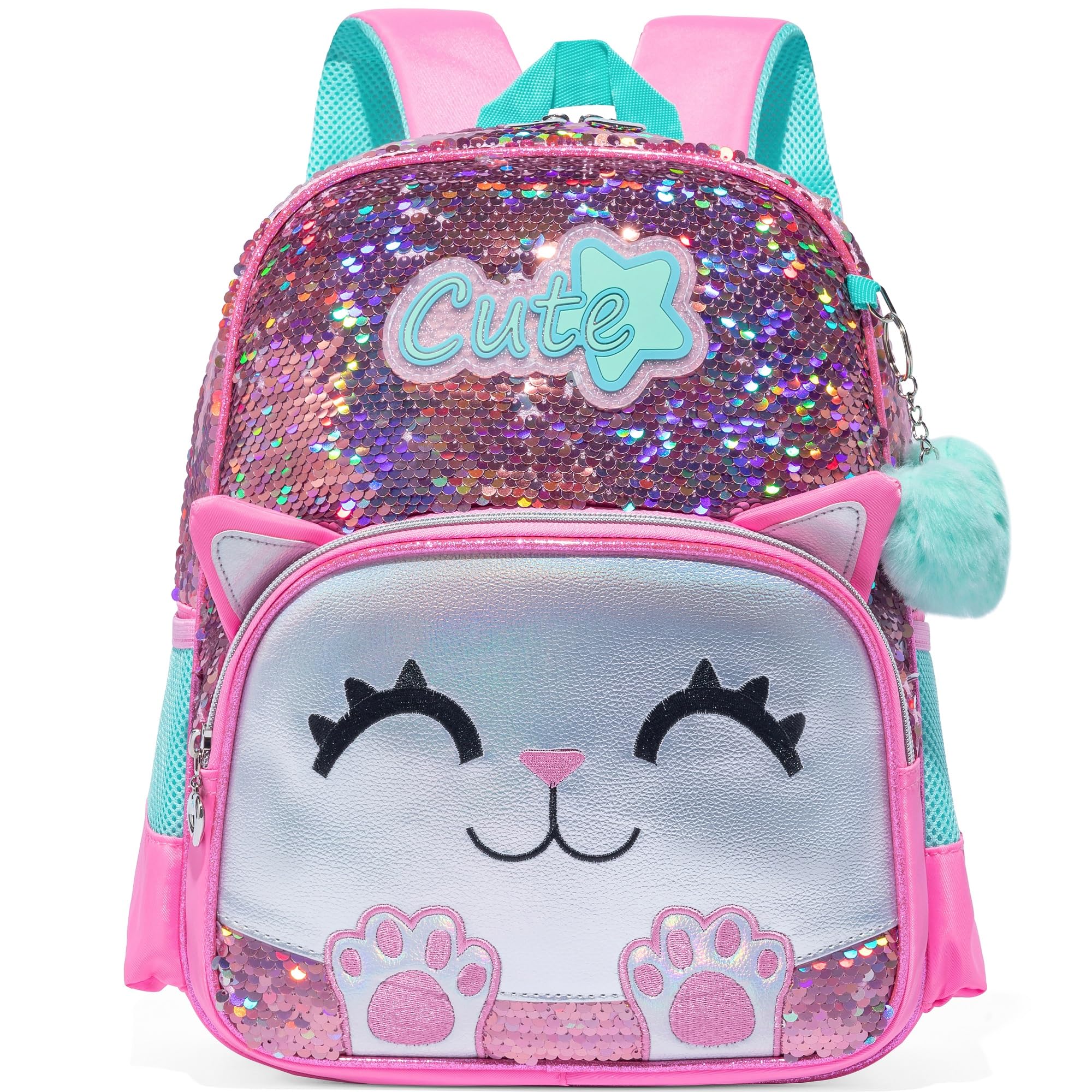 MYHSBYO Cute Cat Toddler Backpacks for Girls 2-4 Kids Preschool Backpacks for Girls Pink Kindergarten Backpack Ages 2-4 Mini Small Backpack Little