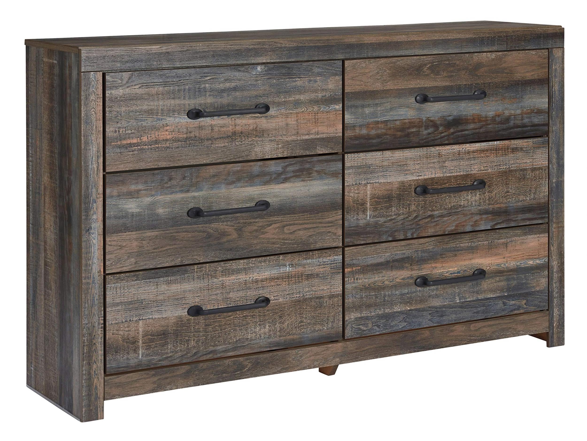 Photo 1 of ***BROKEN DRAWER*** Signature Design by Ashley Drystan 6 Drawer Dresser, Large-scale Hardware, Smooth-gliding Drawers, Wood, 58.7" W x 15.31" D x 36.46" H, Weatherworn Brown