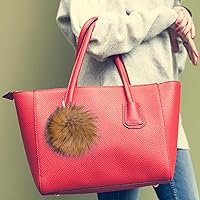 Vista 5 de Tatuo Bola de Pompones de Piel Sintética para Hacer Manualidades con Botón de Presión, Pompón Esponjoso Extraíble para Tejer Gorros, Zapatos