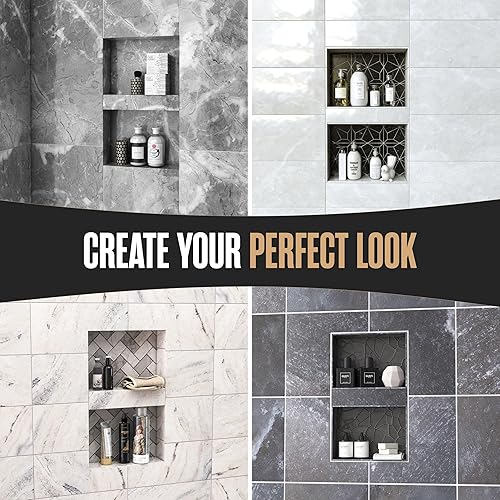 Miniatura 5 de Houseables - Nicho de ducha, estante de almacenamiento, 12.0 x 20.0 in, tamaño de instalación: 13.0 x 21.2 in, a prueba de fugas, impermeable,