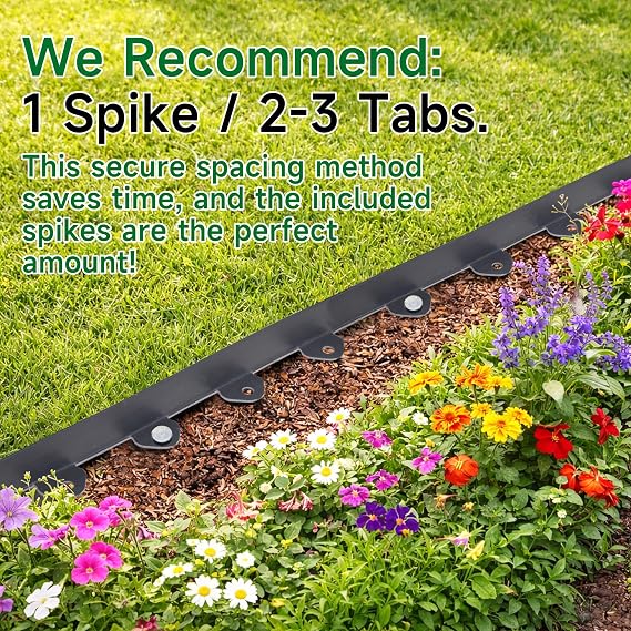 Gardzen 1.5 x 100' Landscape Edging Kit, No Dig Lawn Garden Border with 120 Pcs Spikes, Flexible Edging Border for Mulch Bed Pathway Paver