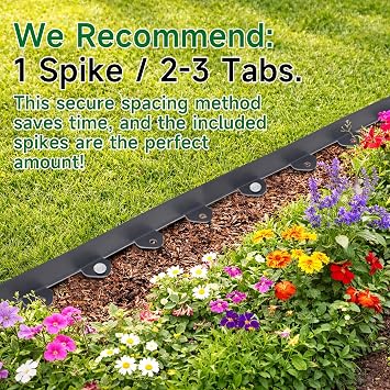 Gardzen 1.5 x 100' Landscape Edging Kit, No Dig Lawn Garden Border with 120 Pcs Spikes, Flexible Edging Border for Mulch Bed Pathway Paver