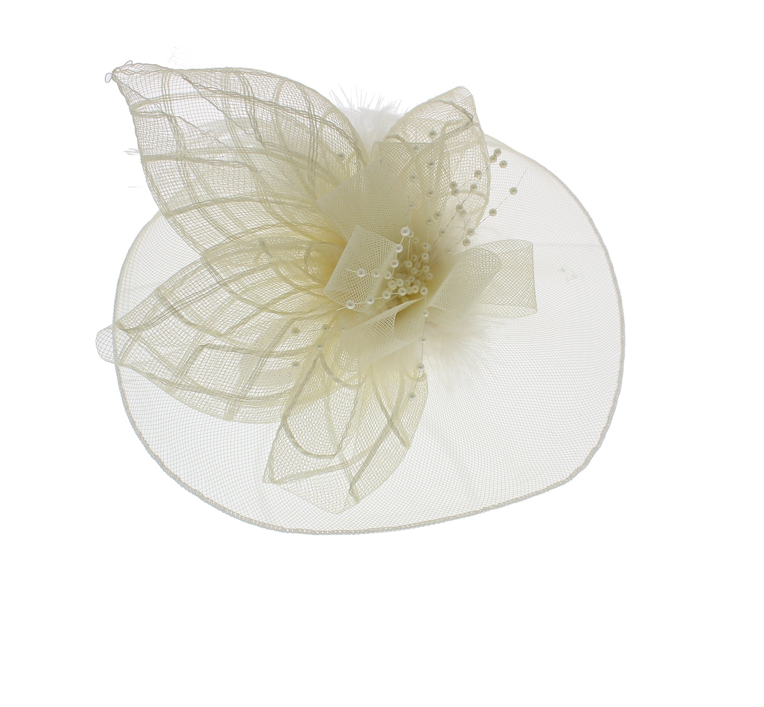 Zac's Alter Ego Lace & Net Fascinator with Feathers on Clip or Aliceband