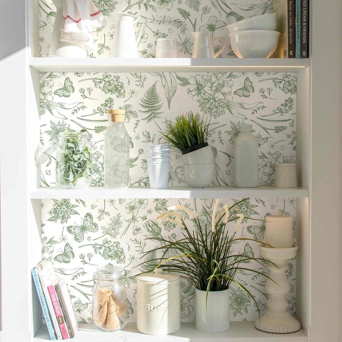NextWall Pimpernel Floral Peel and Stick Wallpaper (Gardenia & Sage) view 4