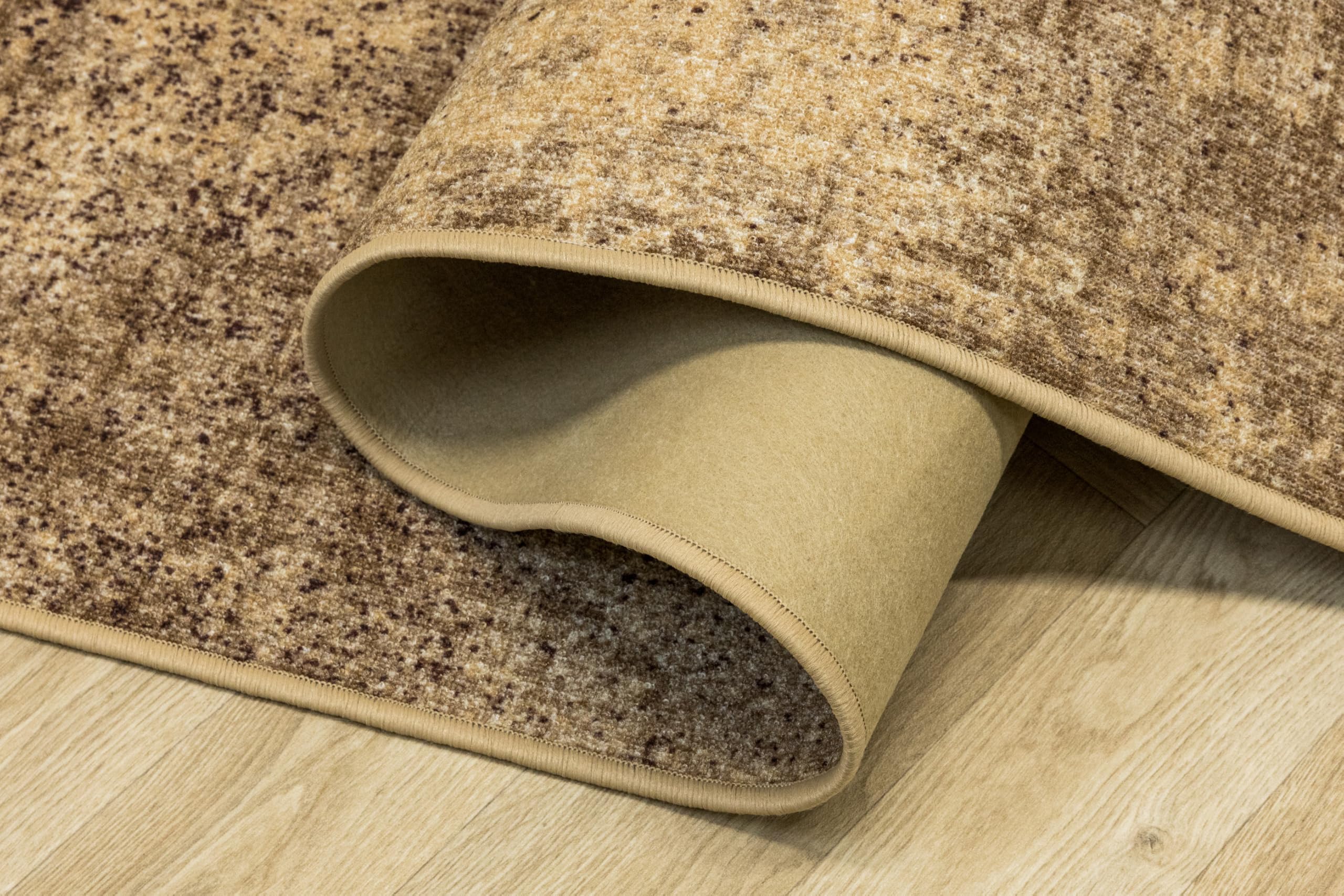 Marl New Teppich 100x150 cm Beige Braun – Moderner Schlingenteppich, Kurzflor Teppich, Abstrakt Teppich Klein, Esszimmer Teppich, Fußbodenheizung geeignet, Pflegeleicht