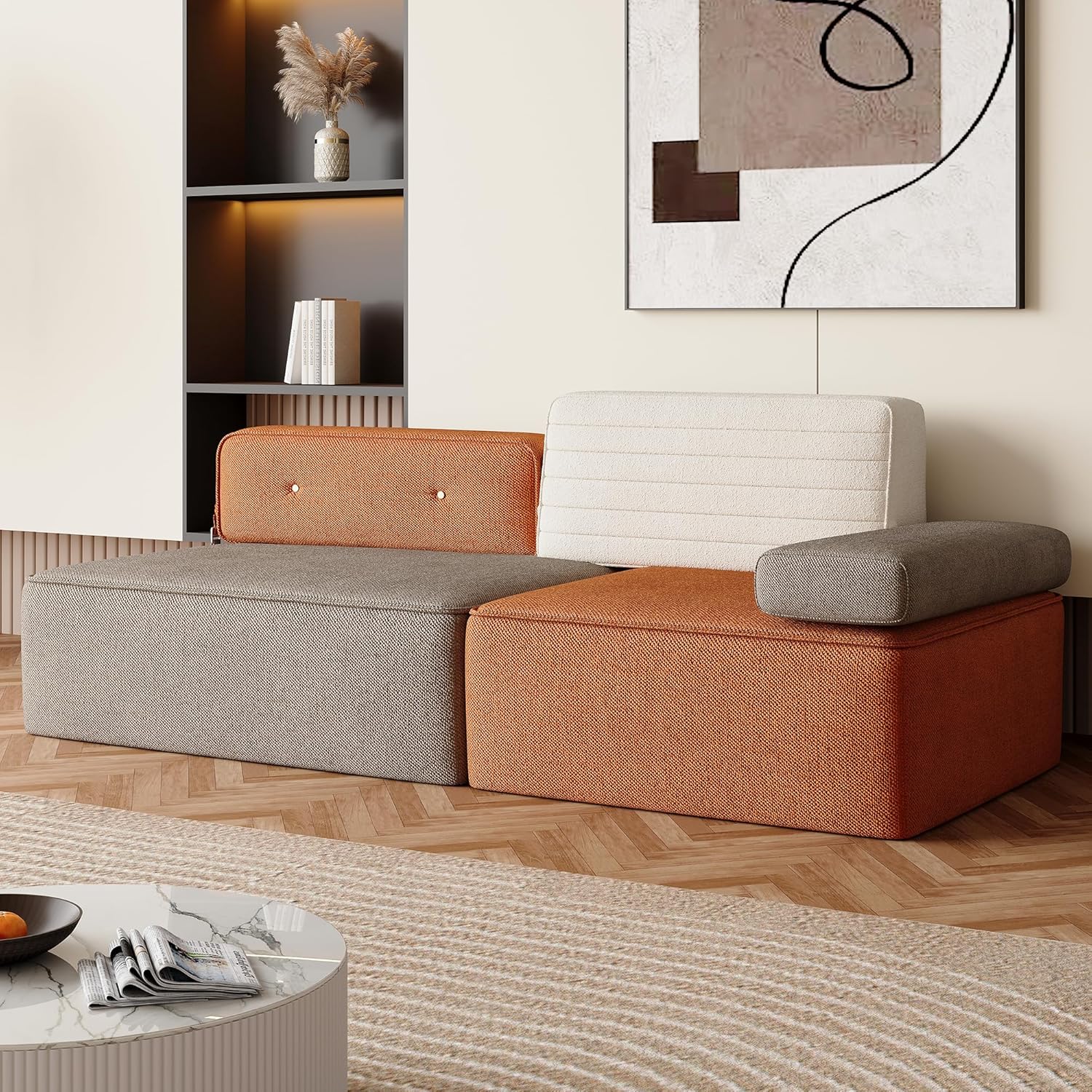 79.9″ Modular Sofa Couch, Modern 3-Seater Sectional with