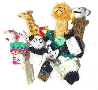 Chilka Craft Handknit Peruvian Finger Puppets Assorted Animals - Set of 12