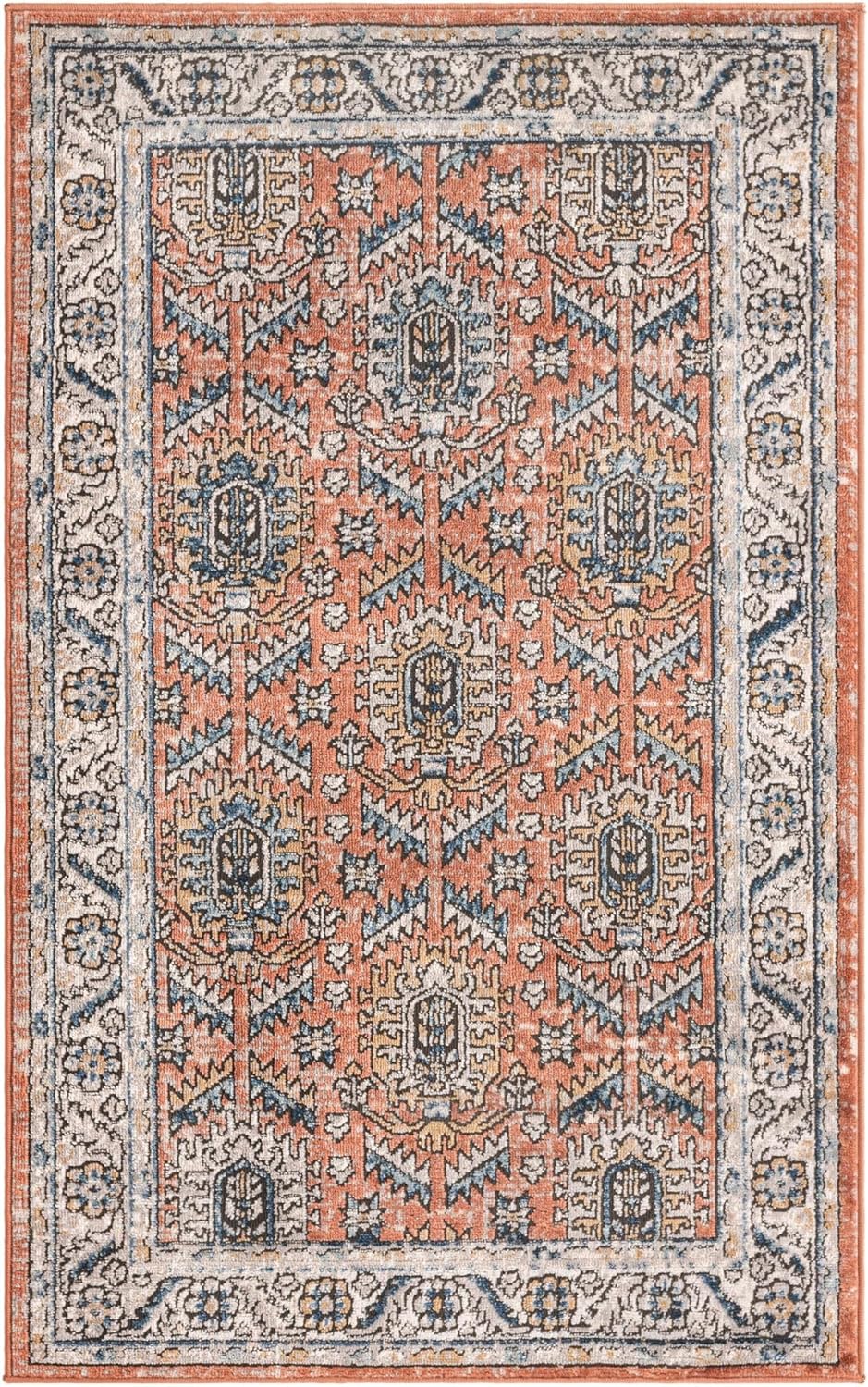 Unique Loom Nyla Collection Area Rug - Princess (3' 3" x 5' 3" Rectangle, Salmon Pink/ Brown)