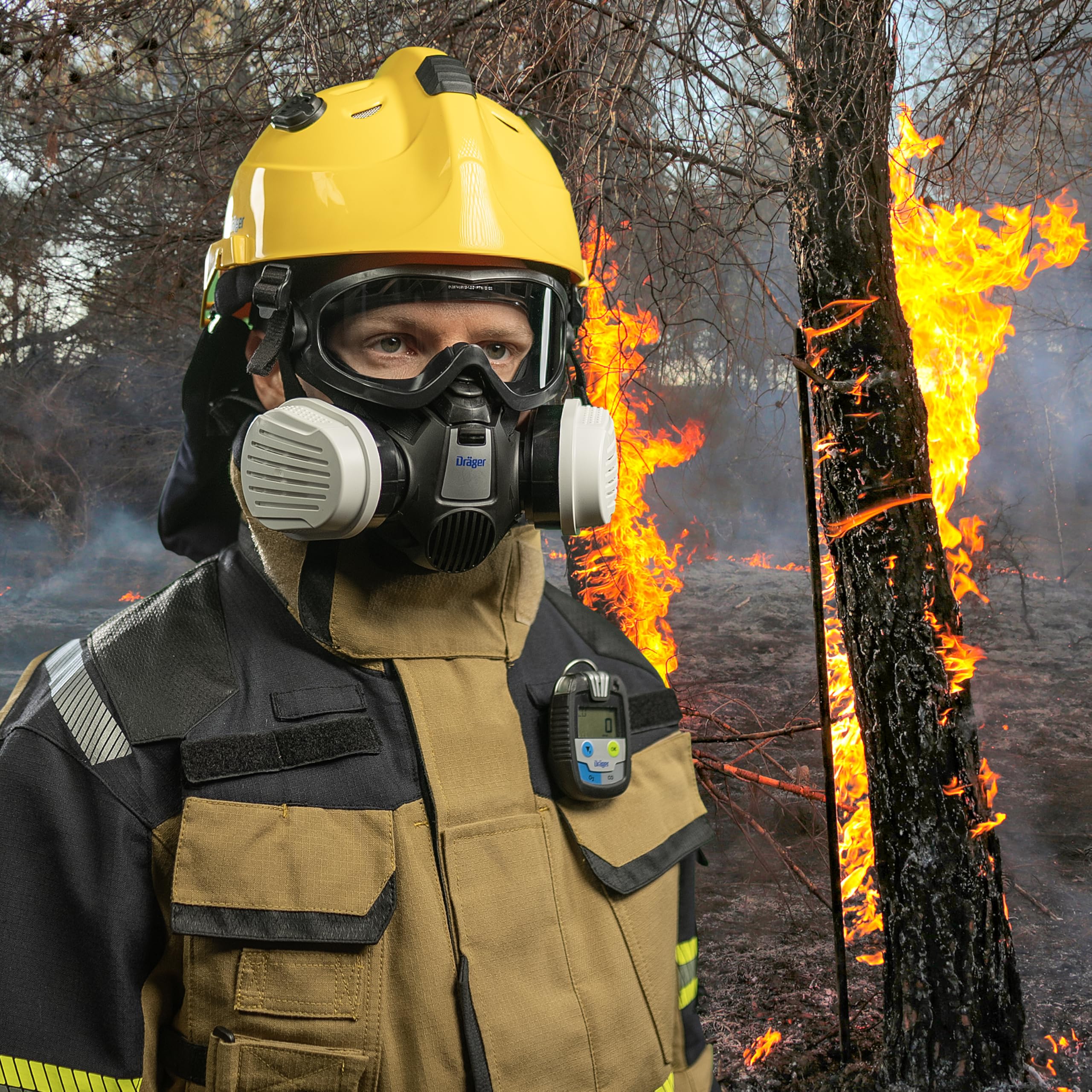 Dräger X-plore 3500 Kit di protezione respiratoria per incendi boschivi: Semimaschera + Filtro ABEK1Hg-P3 | Protezione da fumo e cenere durante gli incendi boschivi