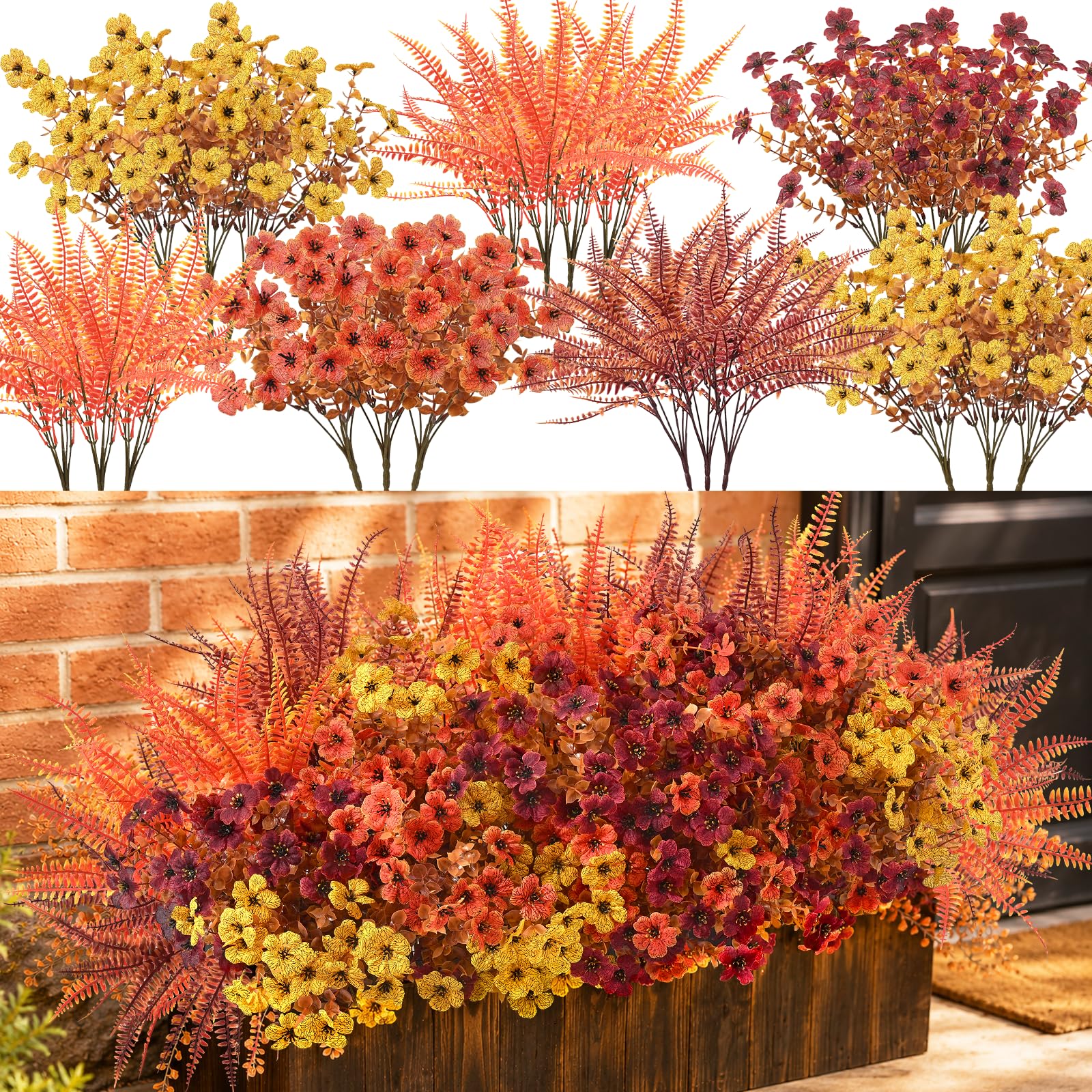 Photo 1 of Waipfaru Artificial Fall Flowers, 15Pcs Fake Mums