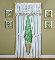 Vista 17 de Today's Curtain Verona - Nivel de bordado inverso, 36 pulgadas, crudo/rosa, 60 pulgadas de ancho x 36 pulgadas de largo