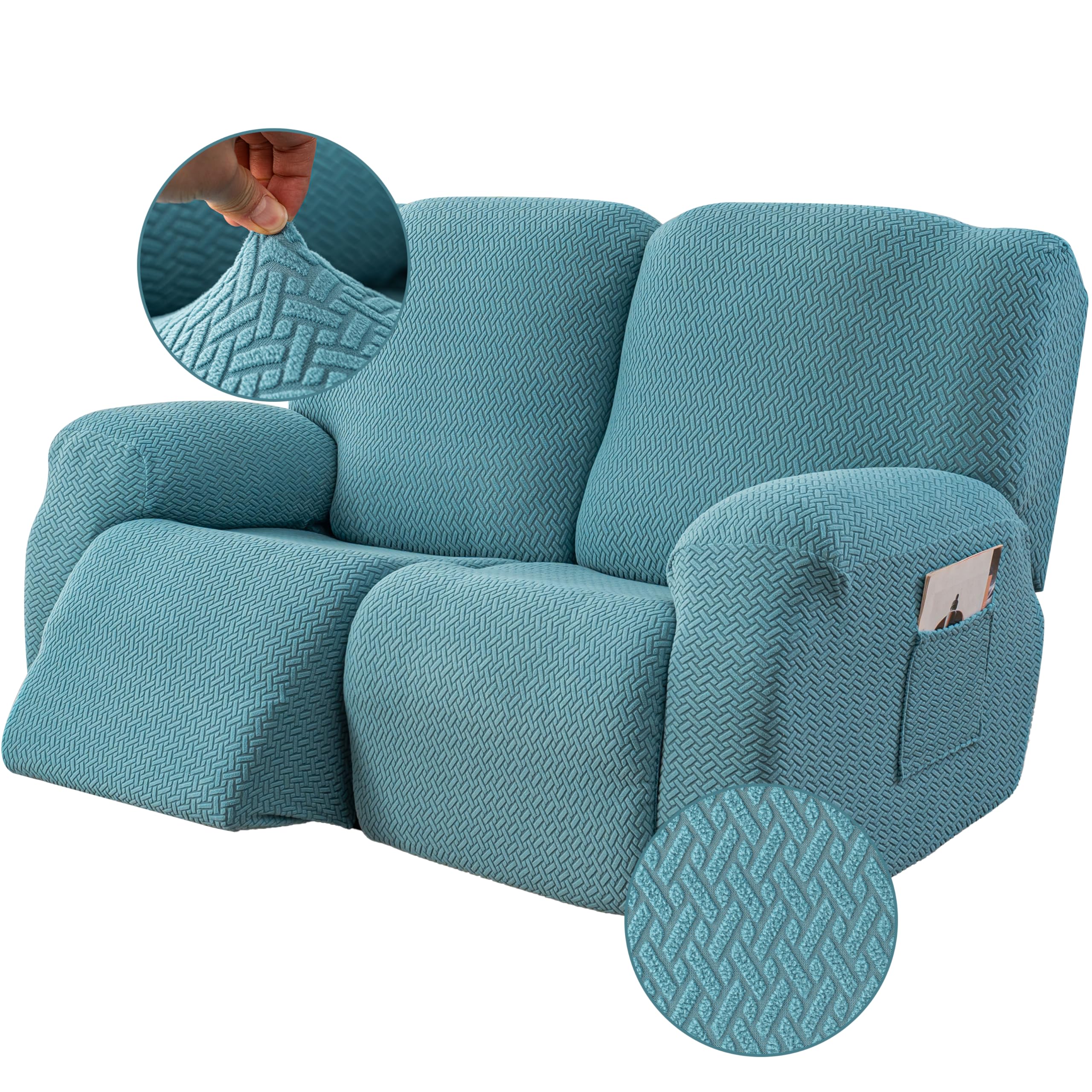 Genina Recliner Loveseat Covers,2 Seater Couch Cover,Light Blue