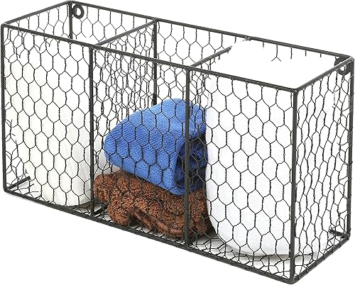 Miniatura 4 de MyGift Soporte rústico para utensilios de cocina, 3 compartimentos, color negro