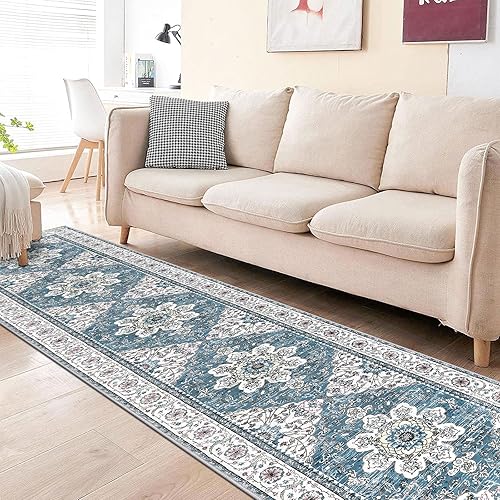 Miniatura 6 de Ileading Alfombra vintage para pasillo, 2 x 10 pies, lavable a máquina, alfombra de entrada extendida con respaldo de goma, tapete antideslizante