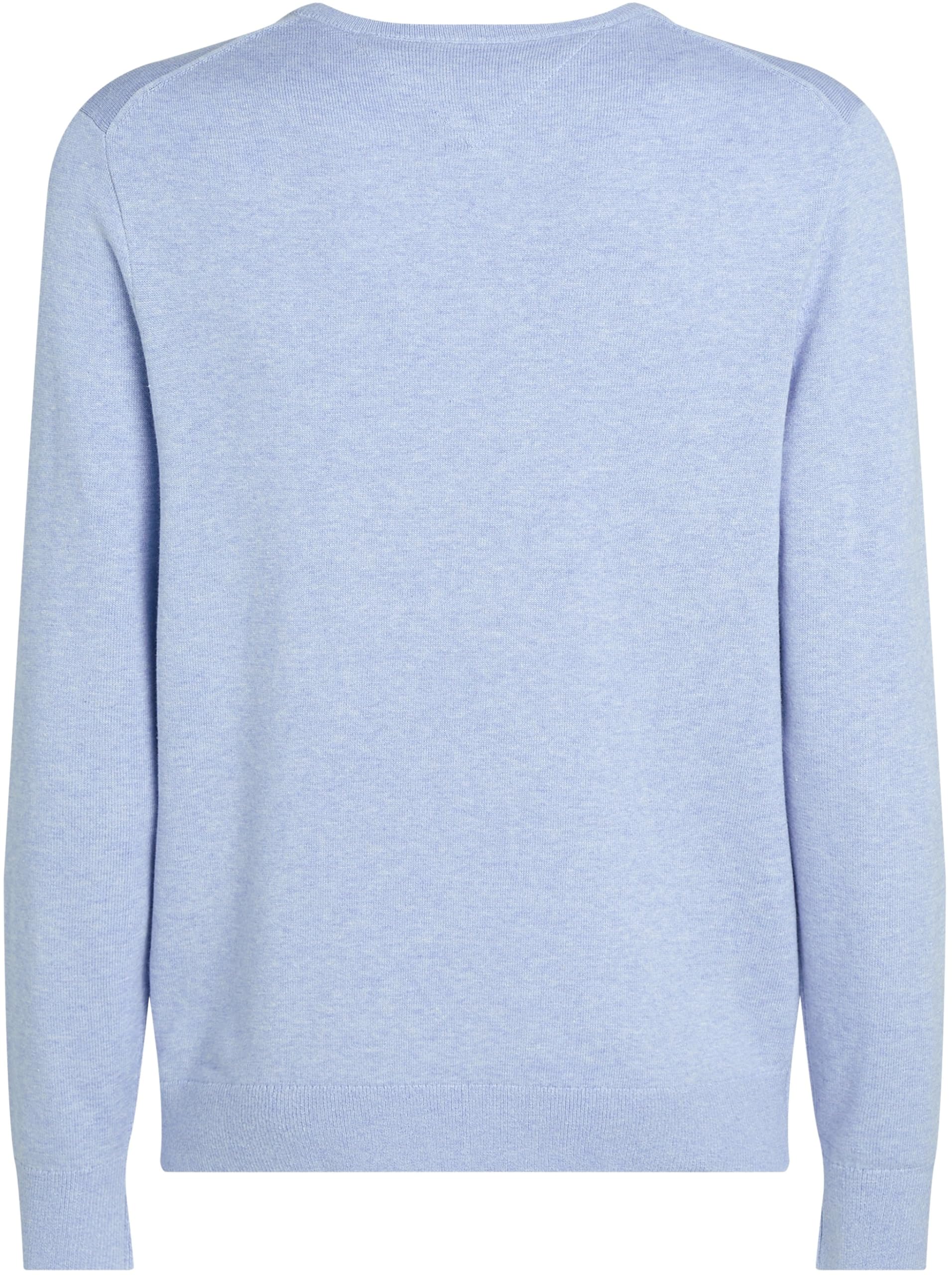 Tommy Hilfiger Uomo Pullover Essential Cotton con Scollo Rotondo, Blu (Vessel Blue Heather), XS