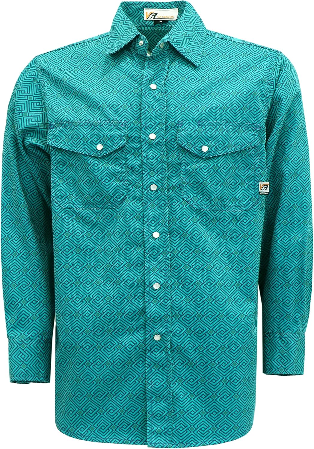 VATRENUS FR Shirts for Men Print Plaid 6.5oz Flame Resistant 100% Cotton Men's Pre-Washed Fire Retardant Work Shirt