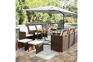 Devoko 11-Piece Space-Saving Outdoor Dining Table and Chairs Set - Enhanced Relaxation for Outdoor Gatherings