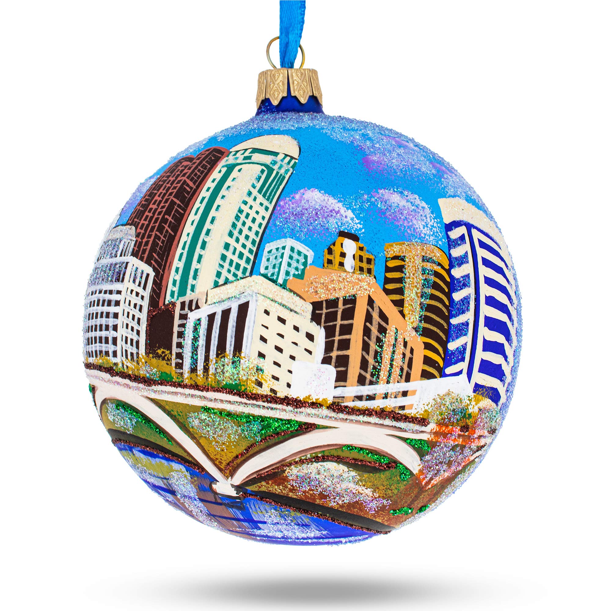 Boule de Noël Columbus en verre pour sublimer votre décoration de réveillon américano-chic